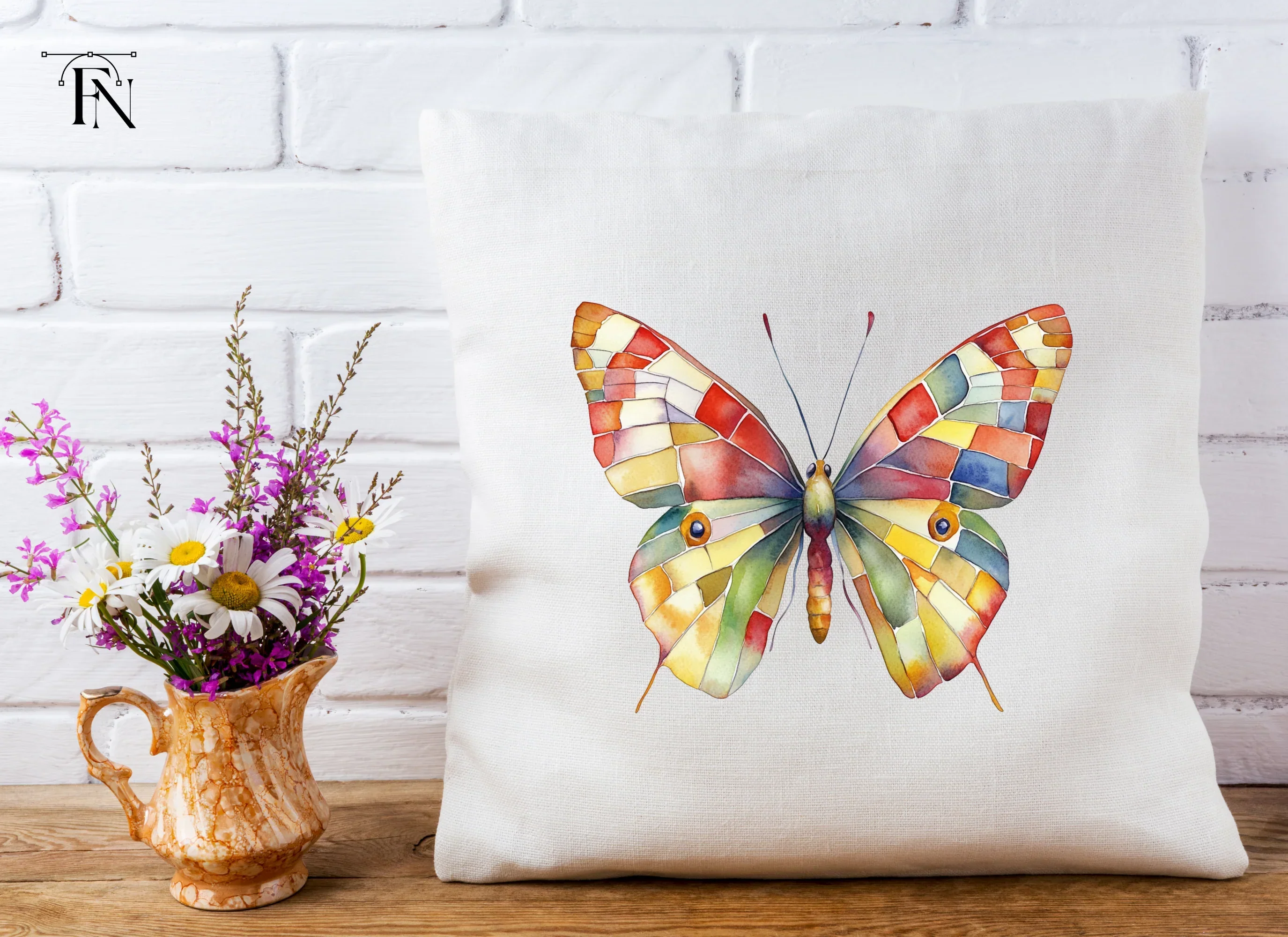 Vibrant Stained Glass Butterfly Clipart Bundle - Image 3