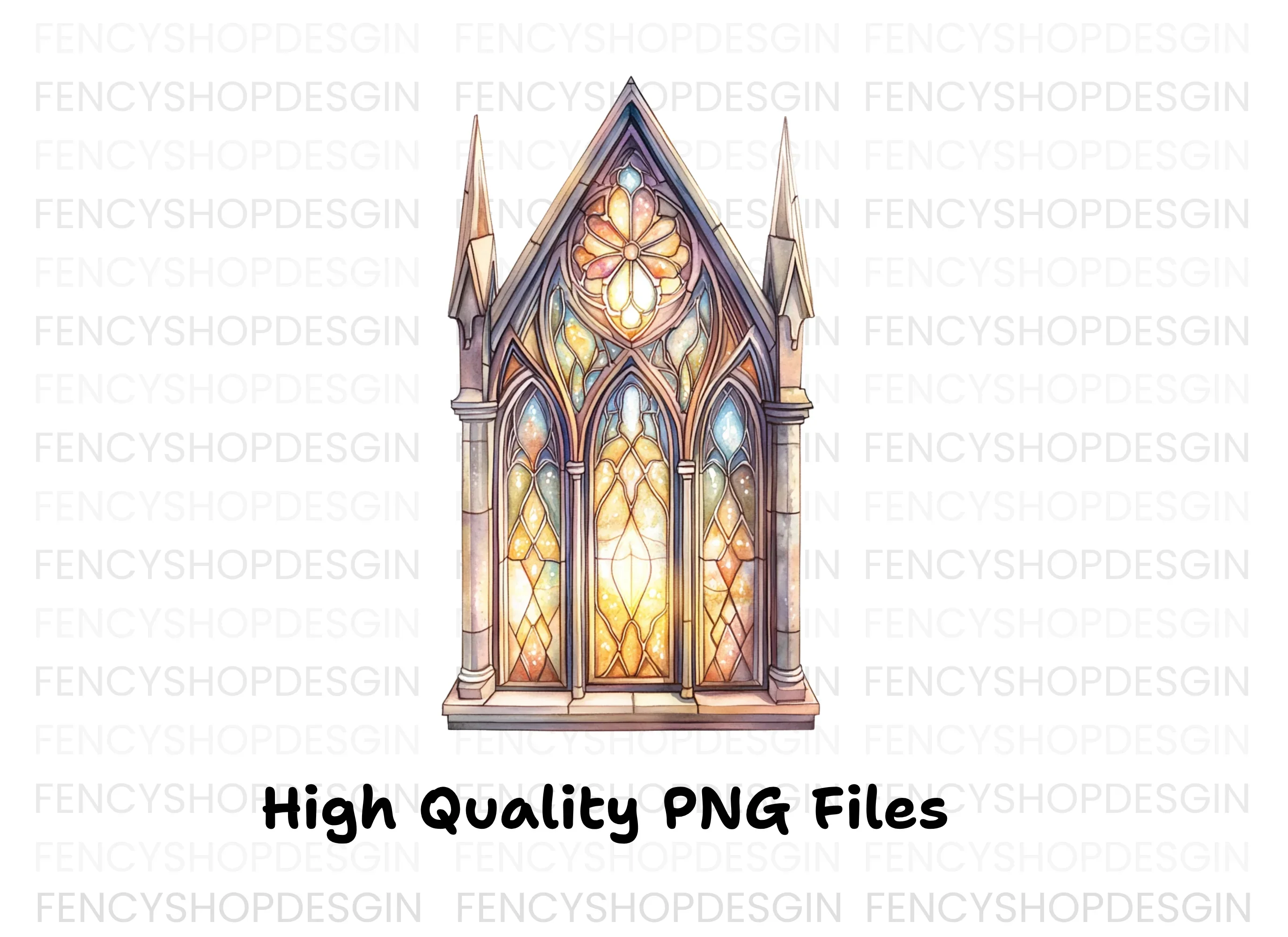 Vibrant Stained Glass Window Clipart Bundle - Image 2