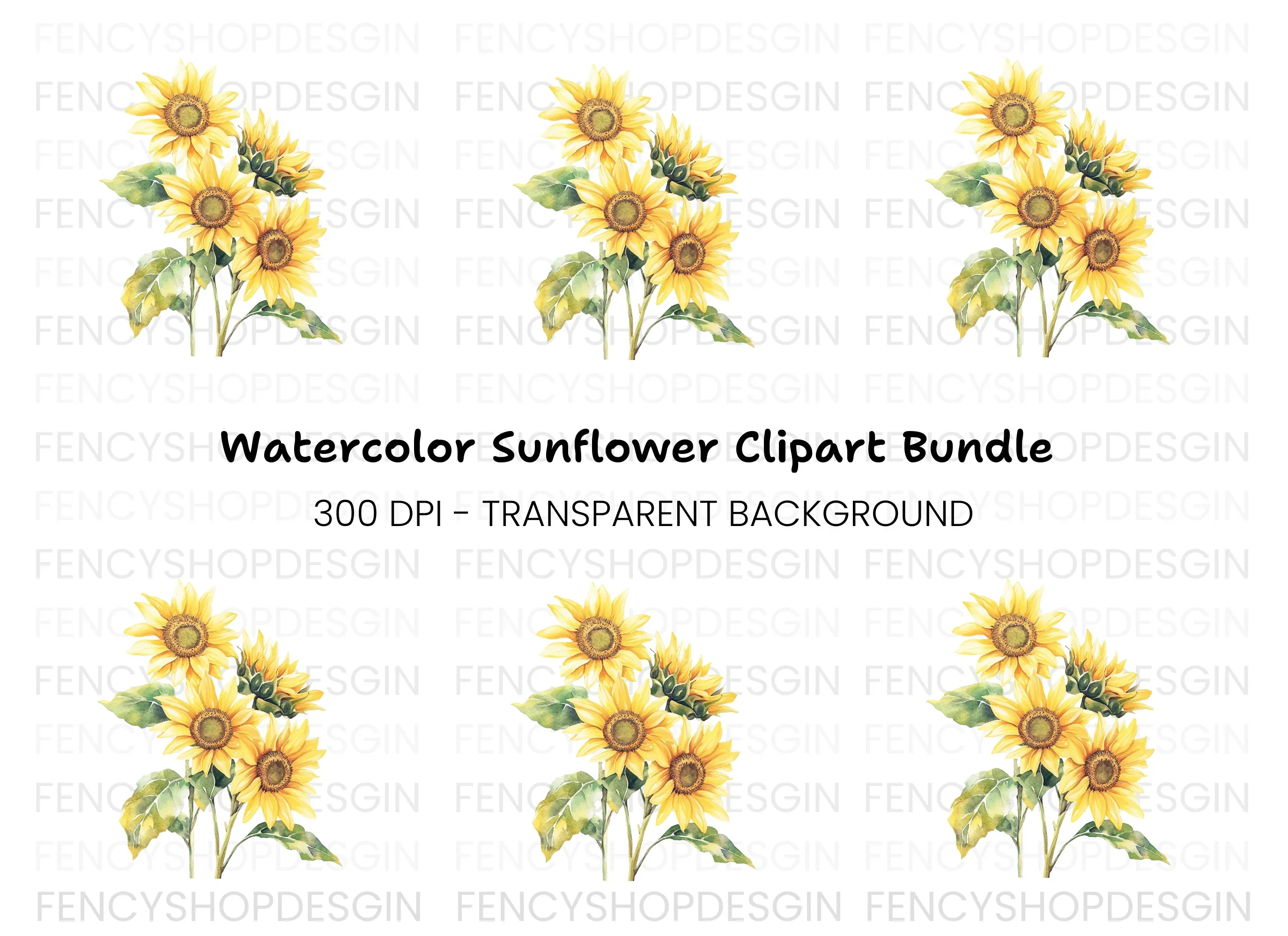 Vibrant Sunflower Bouquet Clipart Bundle