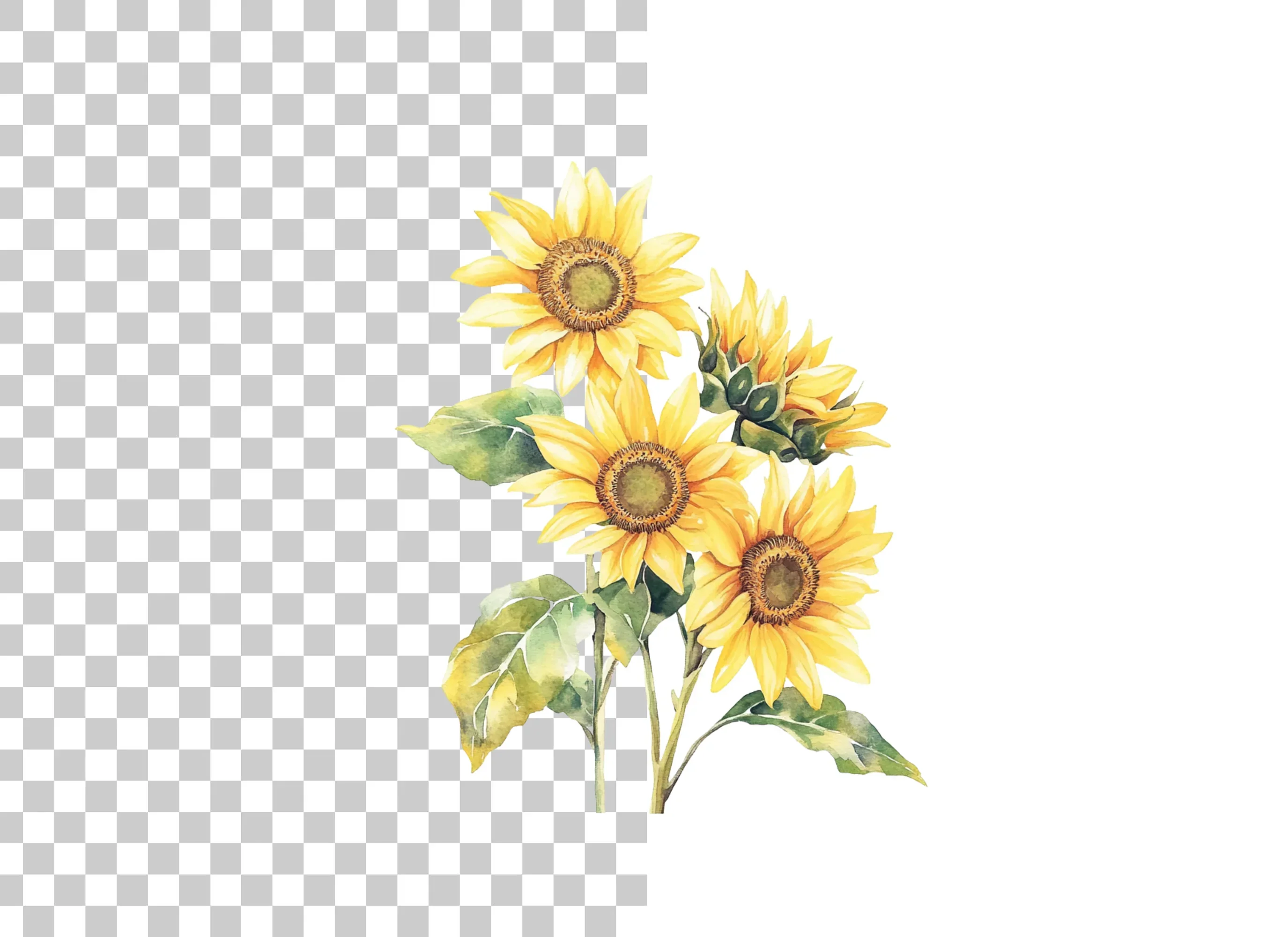 Vibrant Sunflower Bouquet Clipart Bundle - Image 3