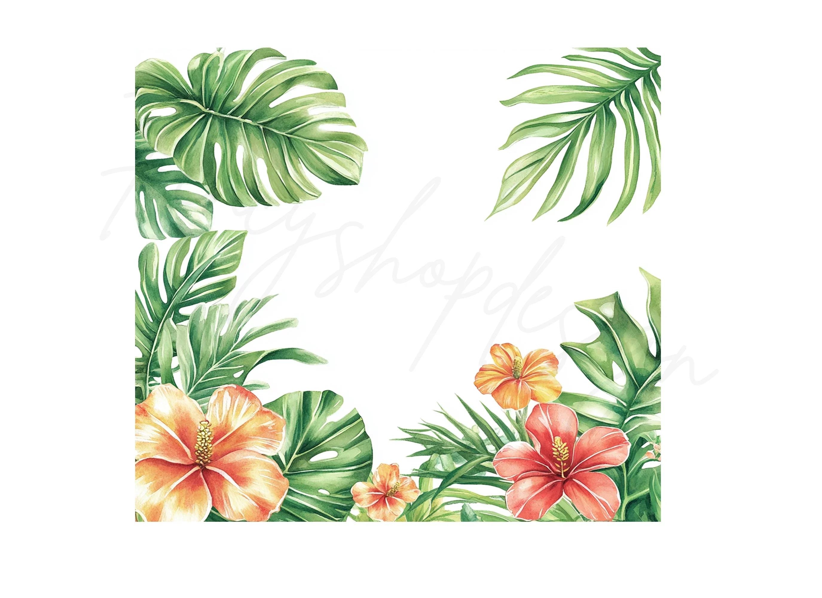 Vibrant Tropical Flowers and Leaves Clipart Bundle - Image 3