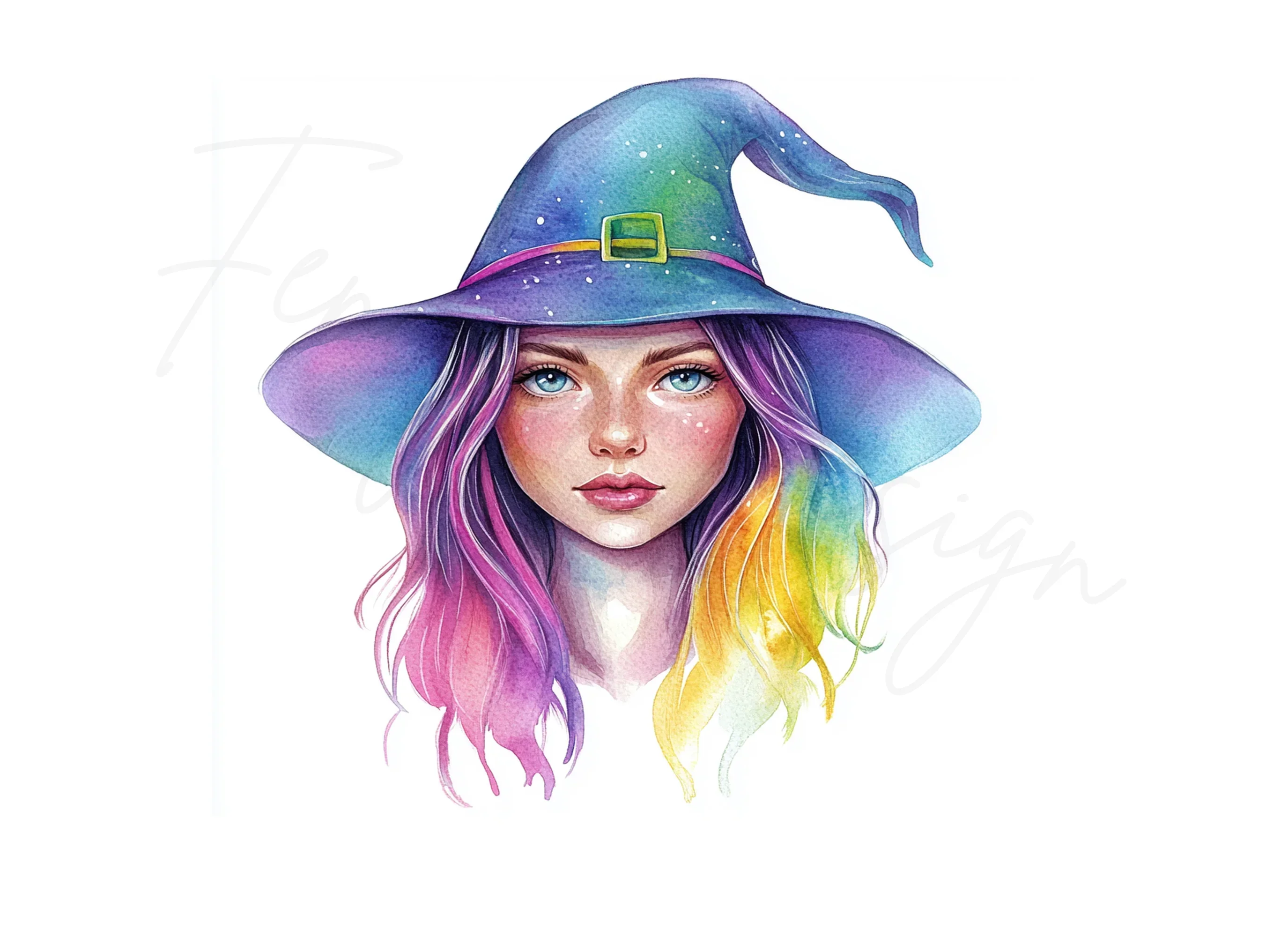Vibrant Witch Hat Girls Clipart Bundle - Image 2