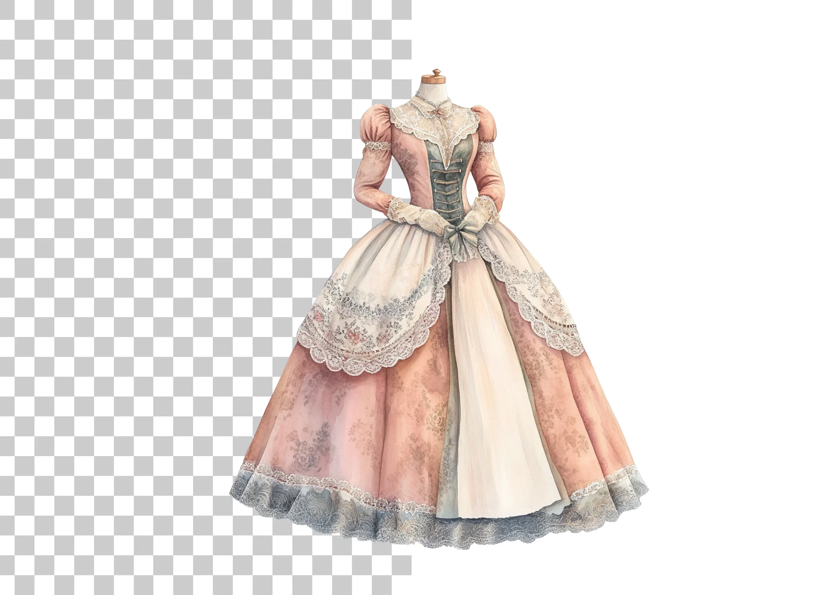 Victorian Gown Clipart Bundle - Image 2