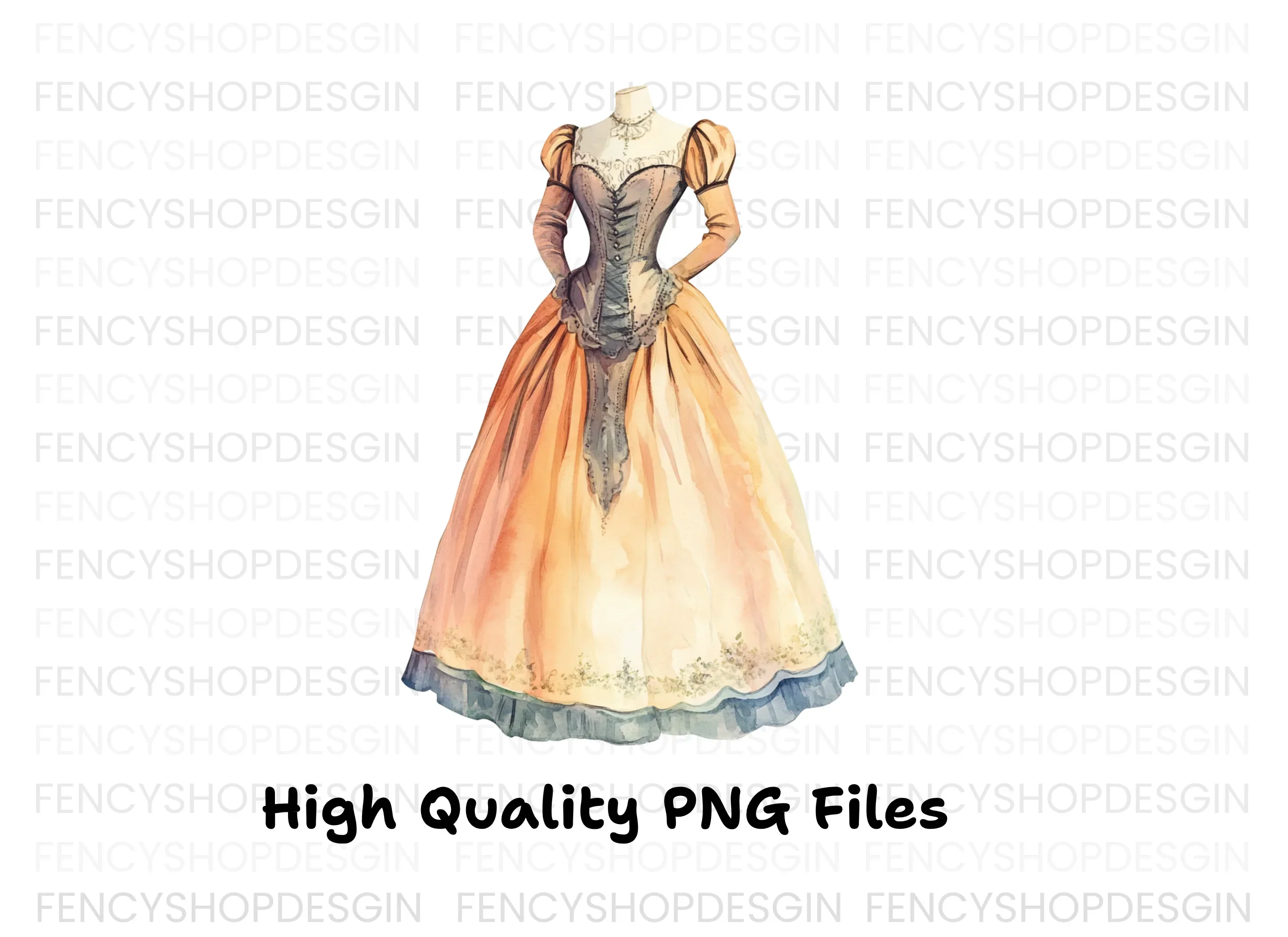 Victorian Gown Clipart Bundle - Image 4