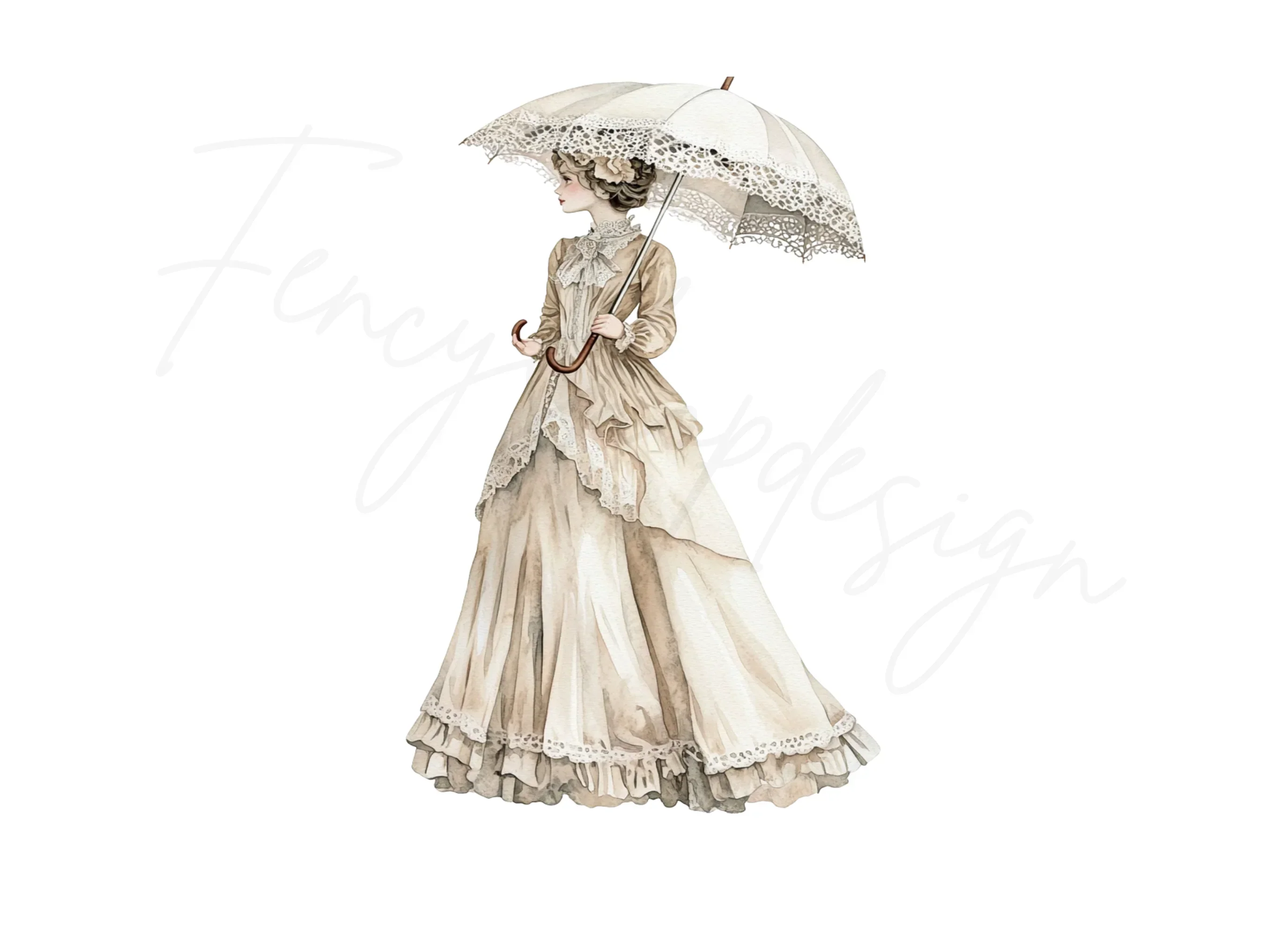 Victorian Ladies with Parasols Clipart Bundle - Image 2