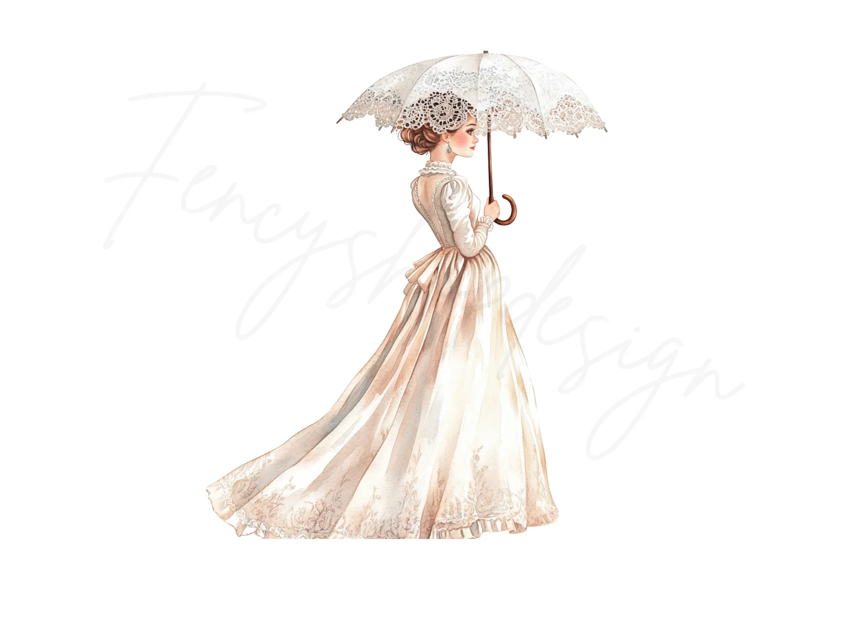Victorian Ladies with Parasols Clipart Bundle - Image 3