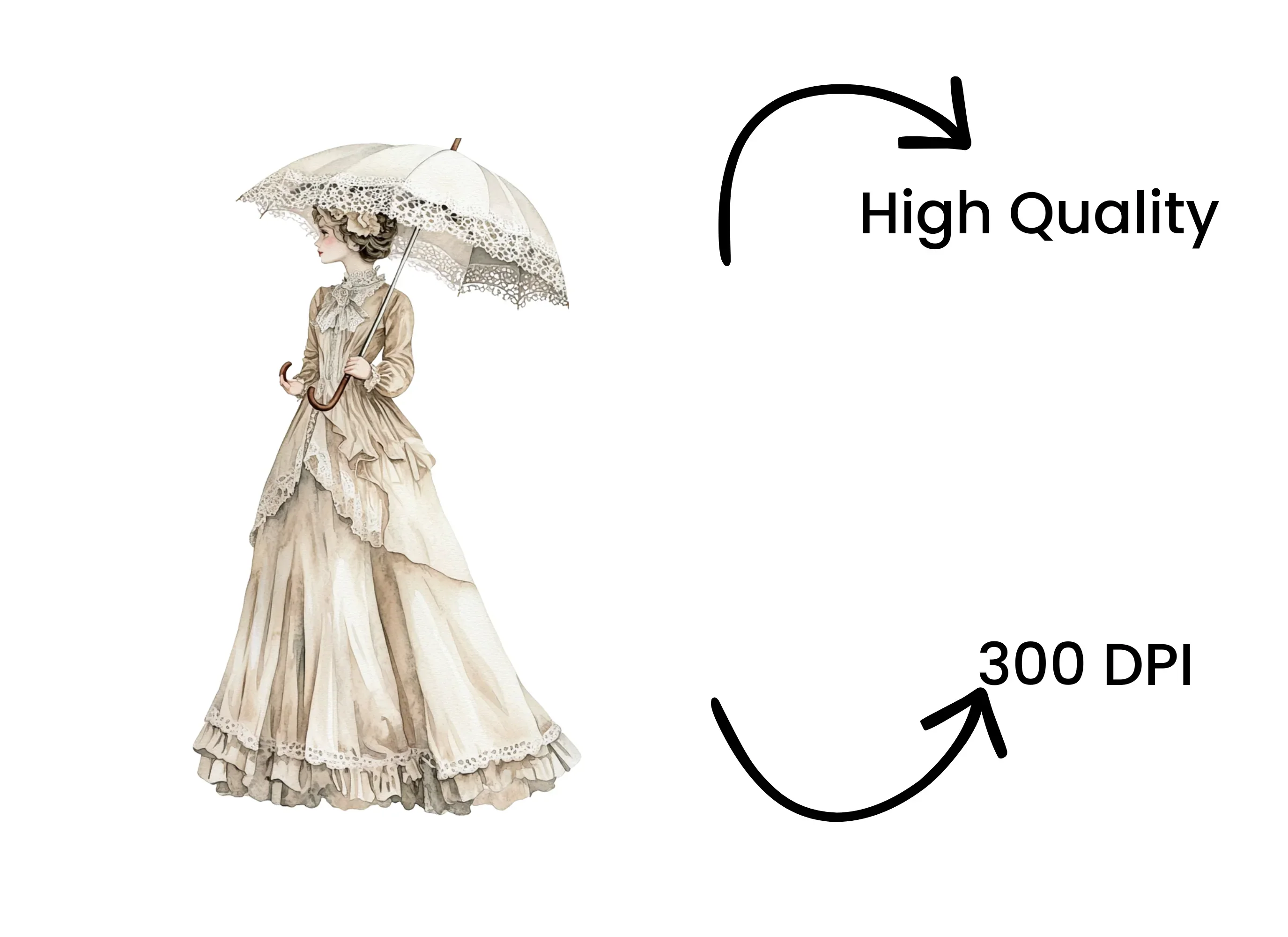 Victorian Ladies with Parasols Clipart Bundle - Image 4