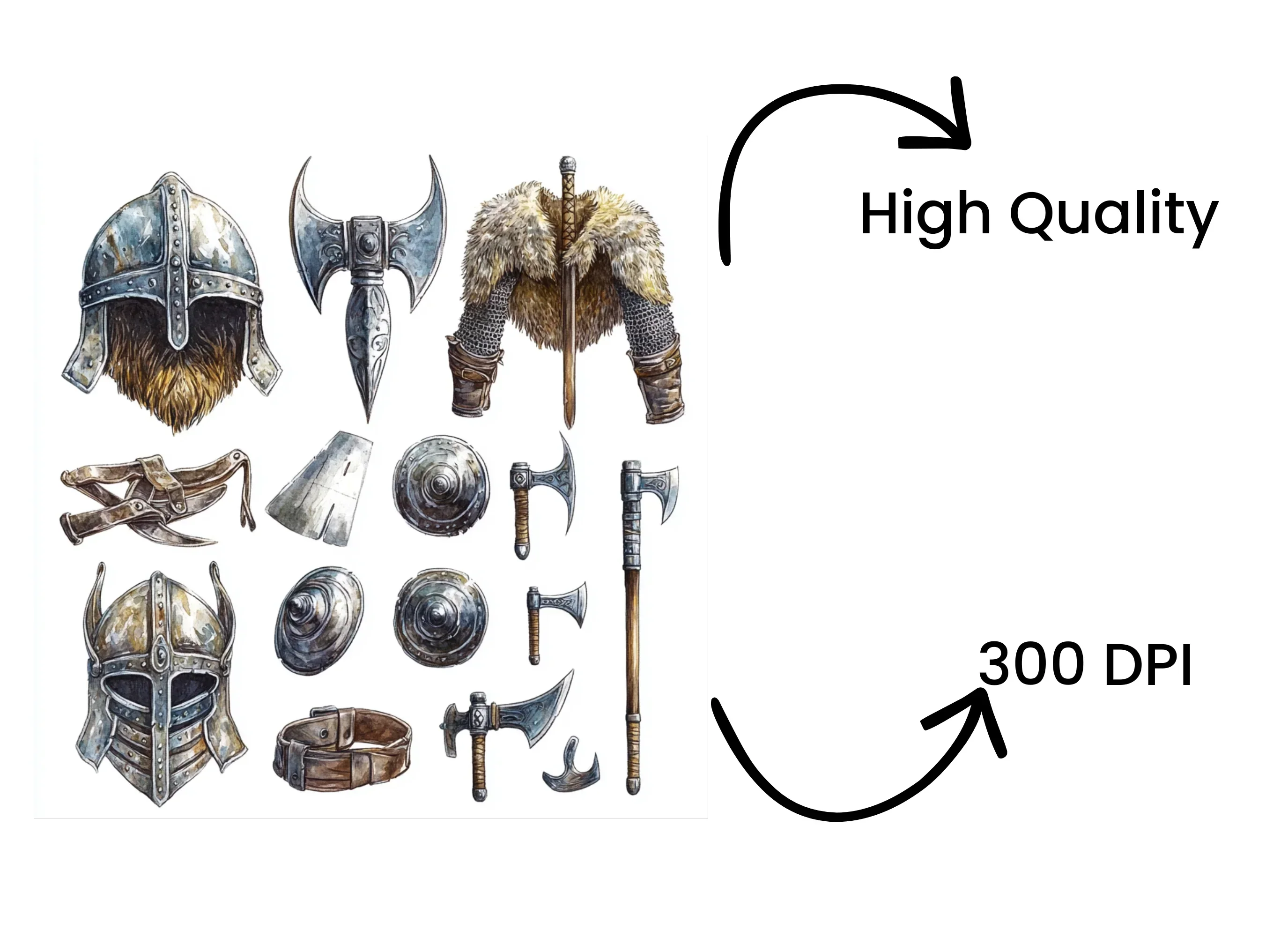 Viking Helmets Clipart Bundle - Image 4