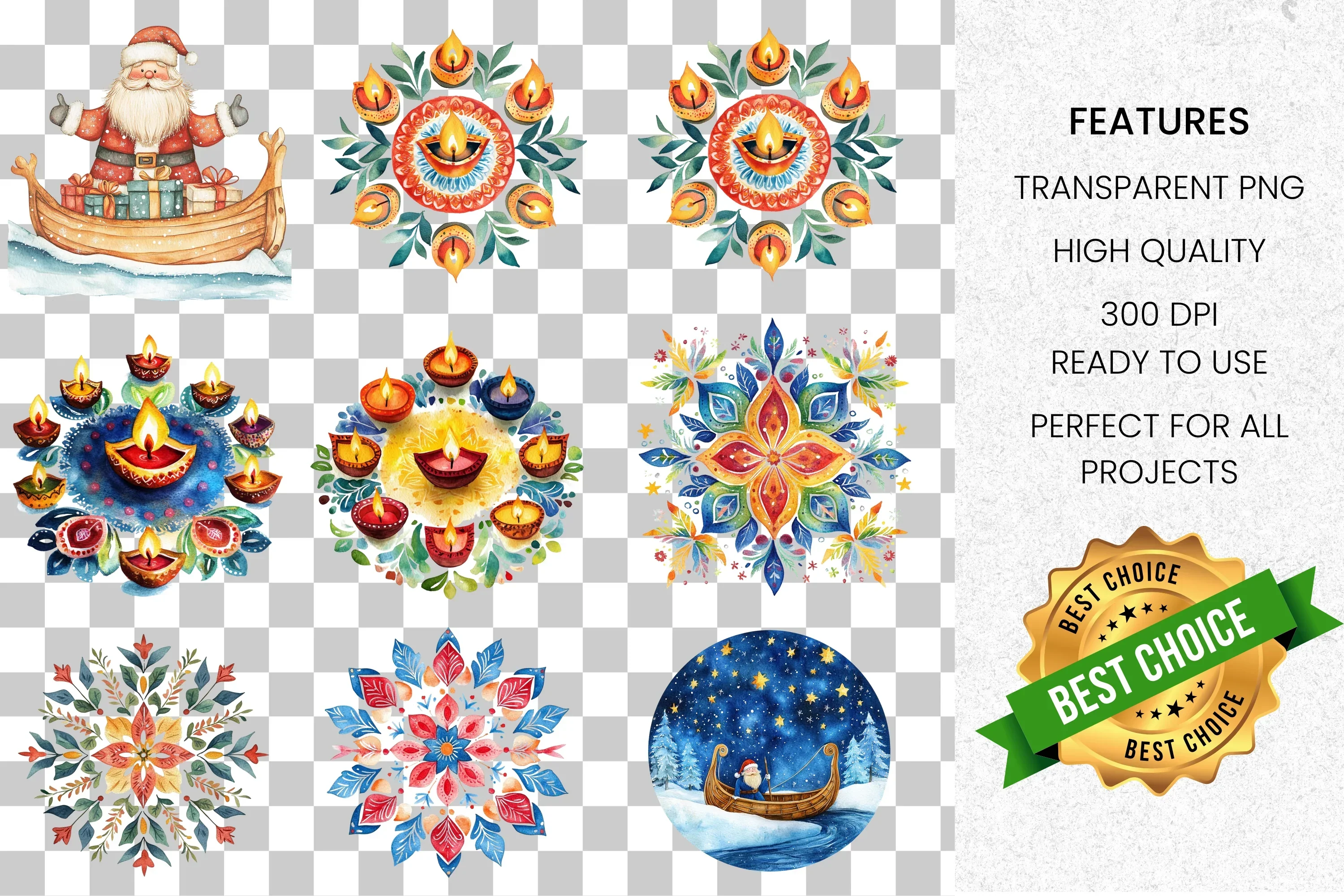 Viking Santa Winter Fun Clipart Bundle - Image 2