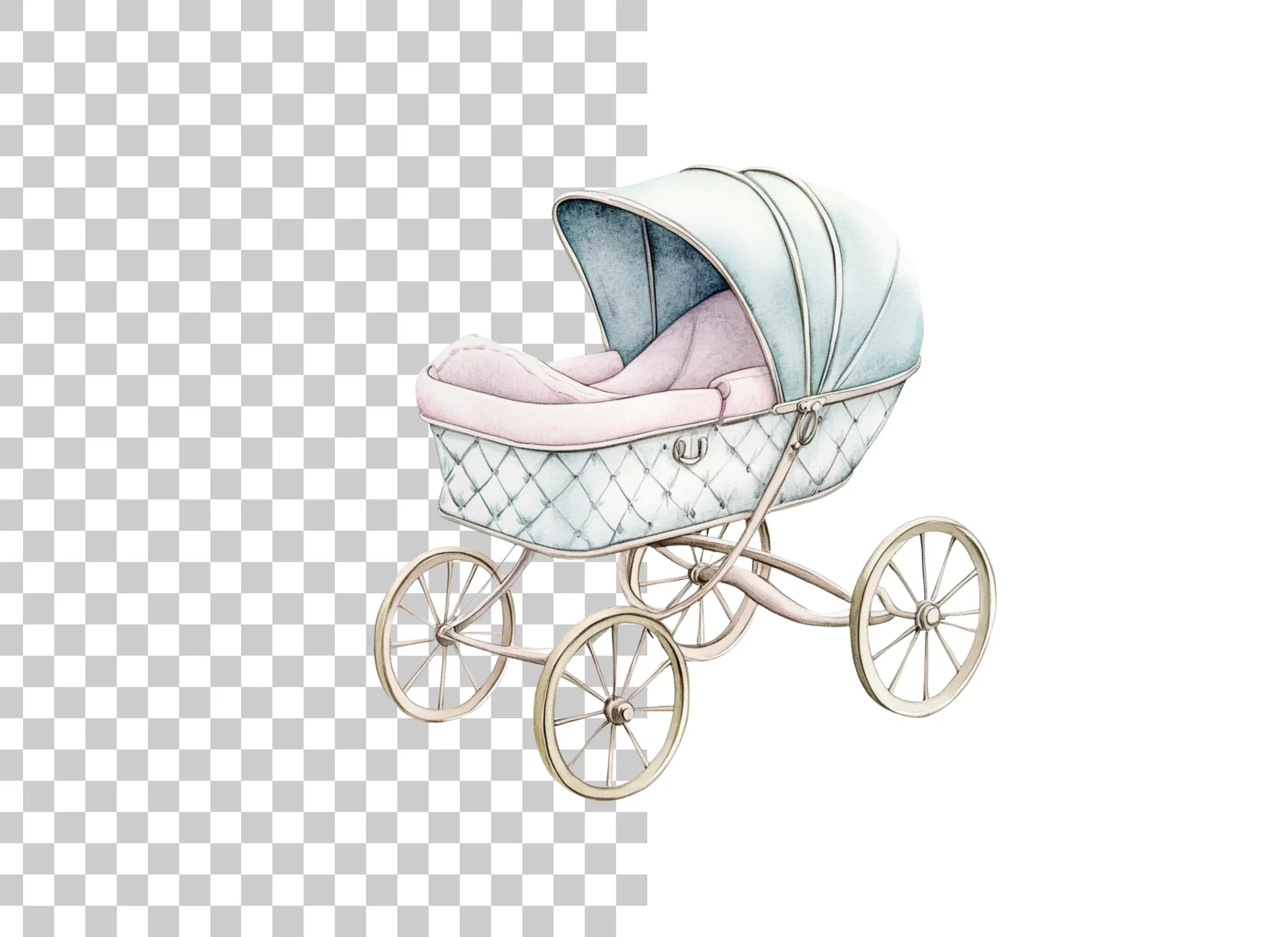 Vintage Baby Stroller Clipart Bundle - Image 2