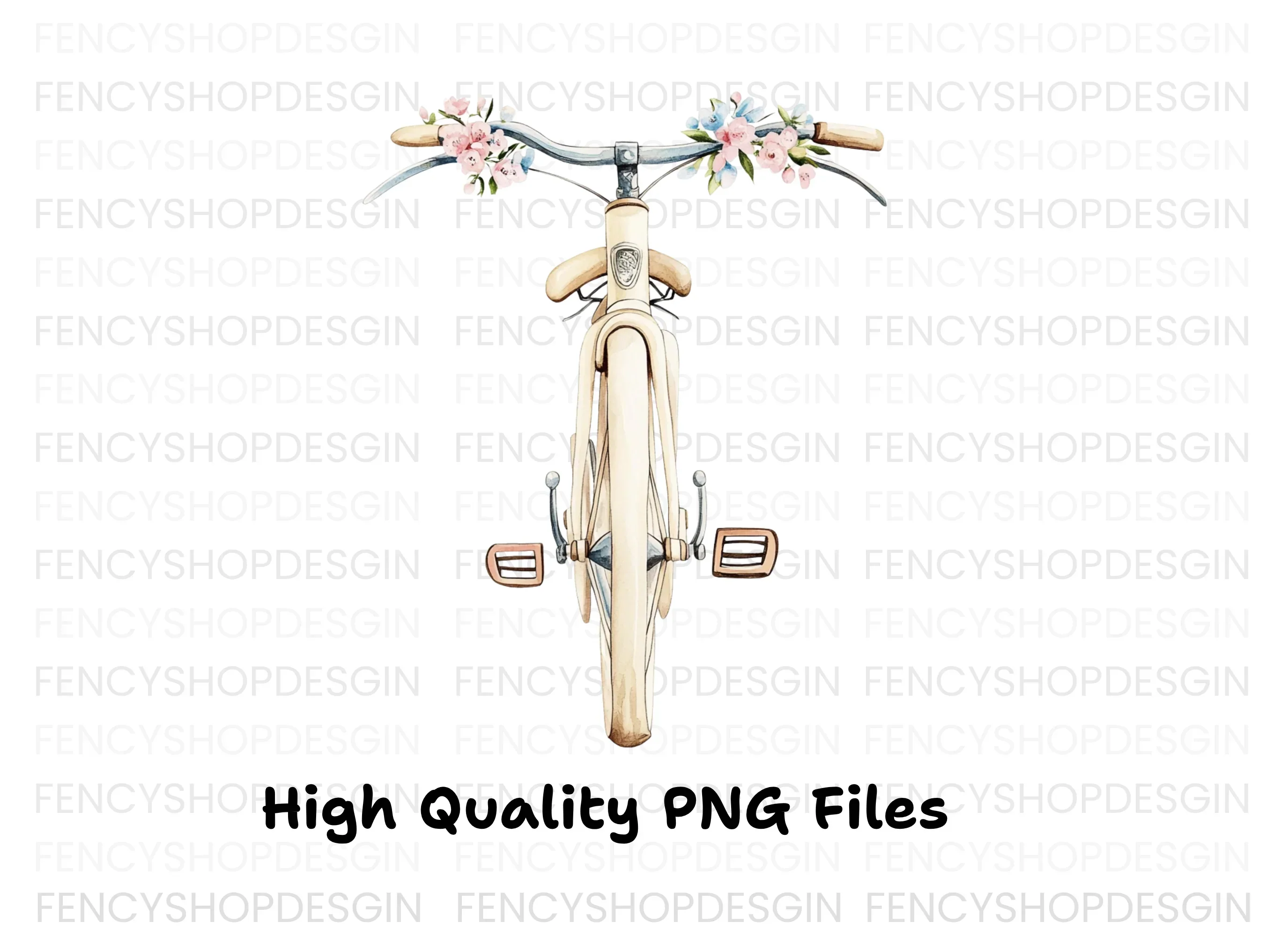 Vintage Bicycle with Flowers Clipart Bundle - Image 2