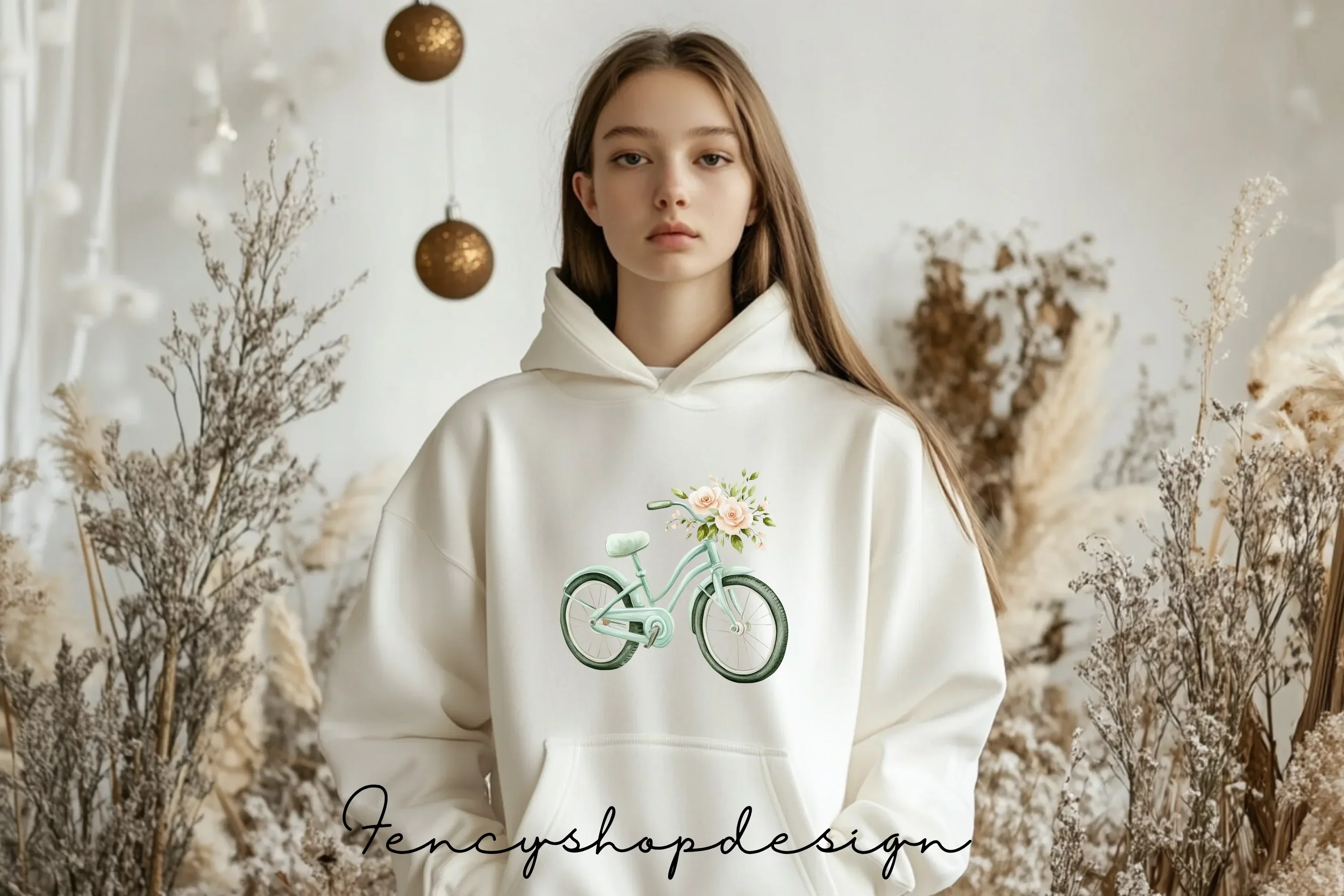 Vintage Bike Floral Basket Clipart Bundle - Image 6