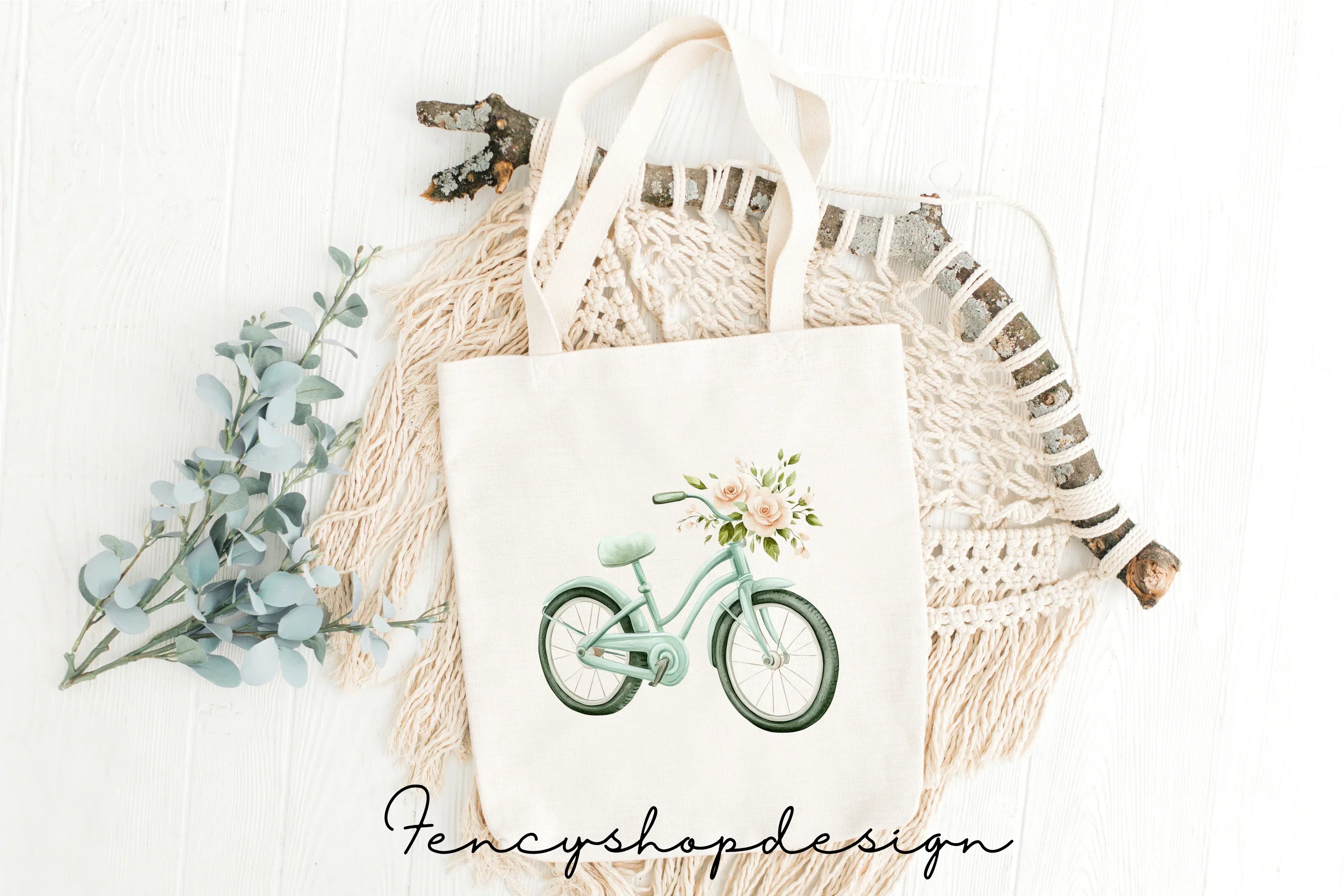 Vintage Bike Floral Basket Clipart Bundle - Image 8