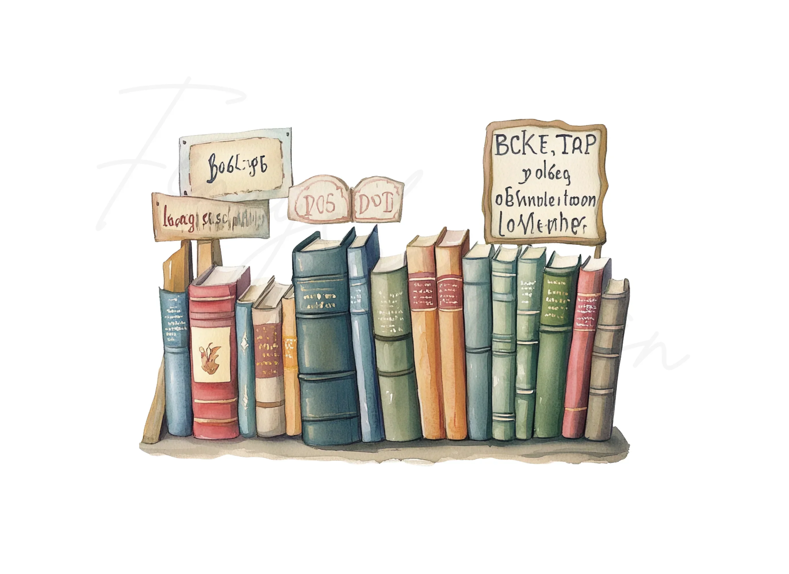 Vintage Book Stacks Shelves Clipart Bundle - Image 2