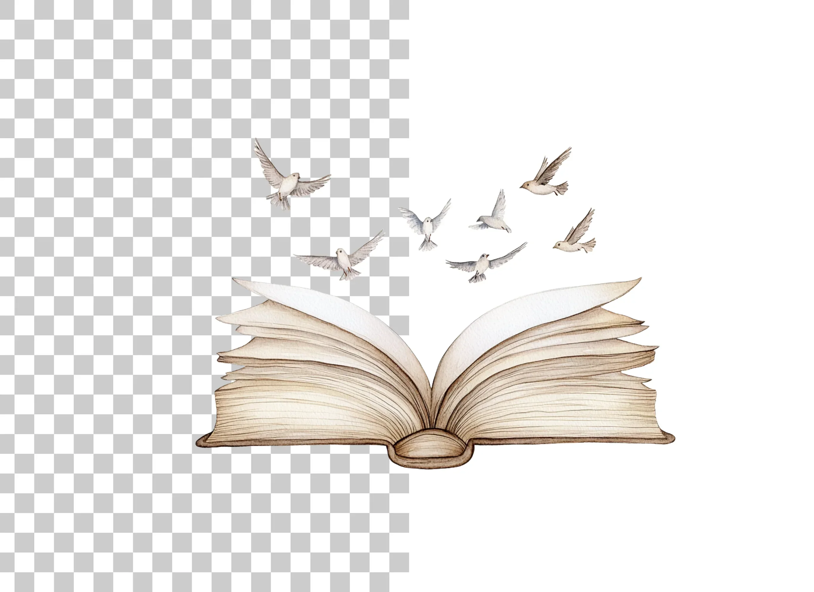 Vintage Books and Flying Birds Clipart Bundle - Image 2
