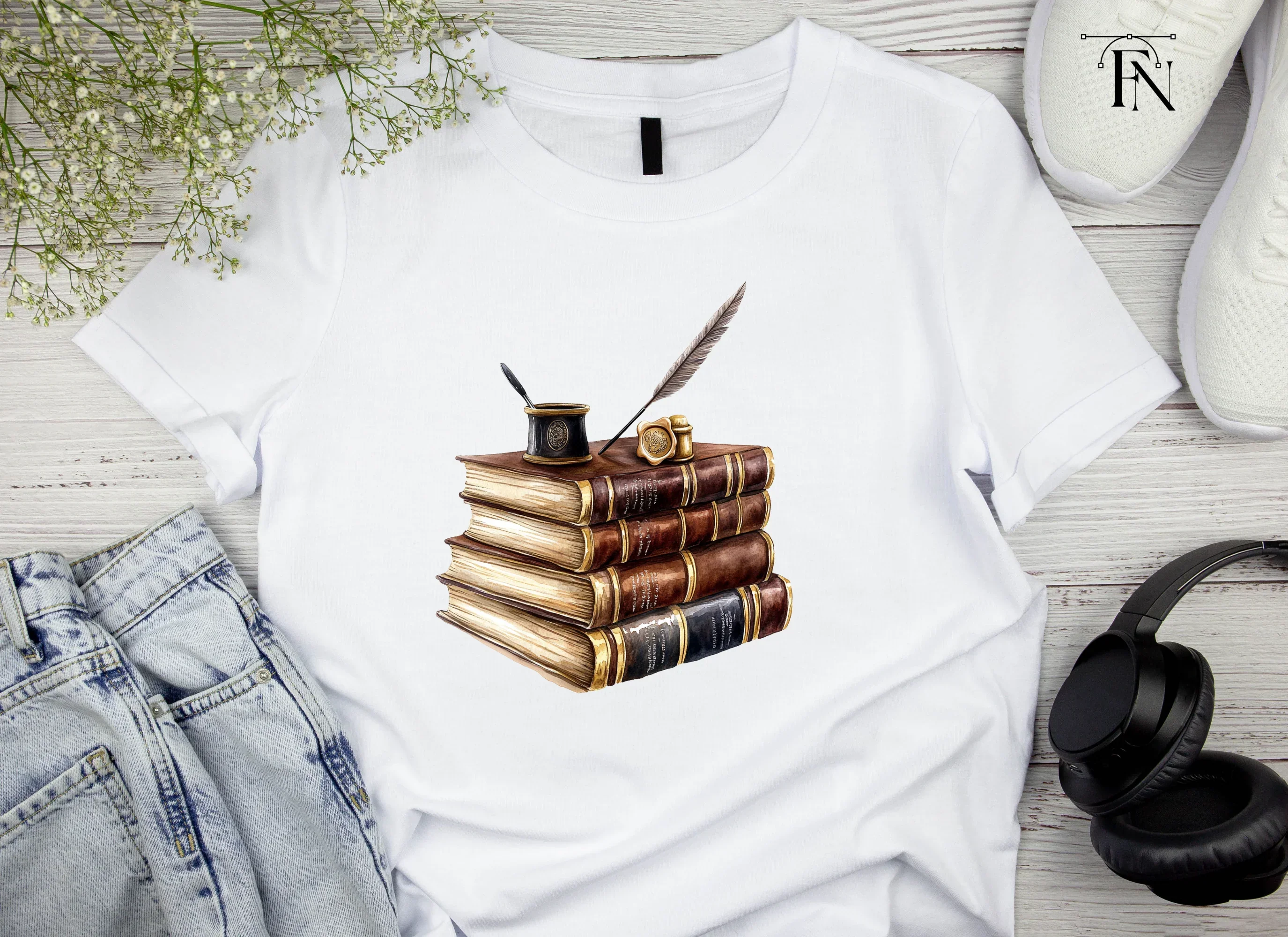 Vintage Books and Quill Clipart Bundle - Image 4
