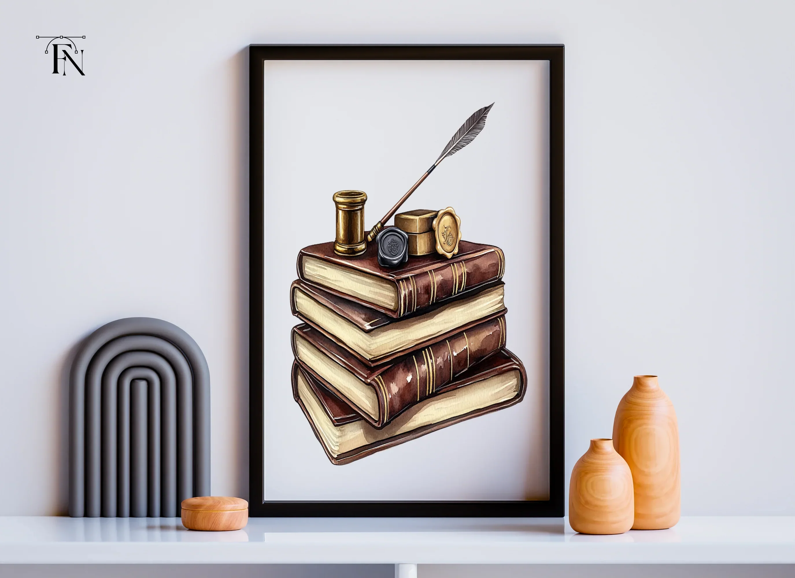 Vintage Books and Quill Clipart Bundle - Image 6