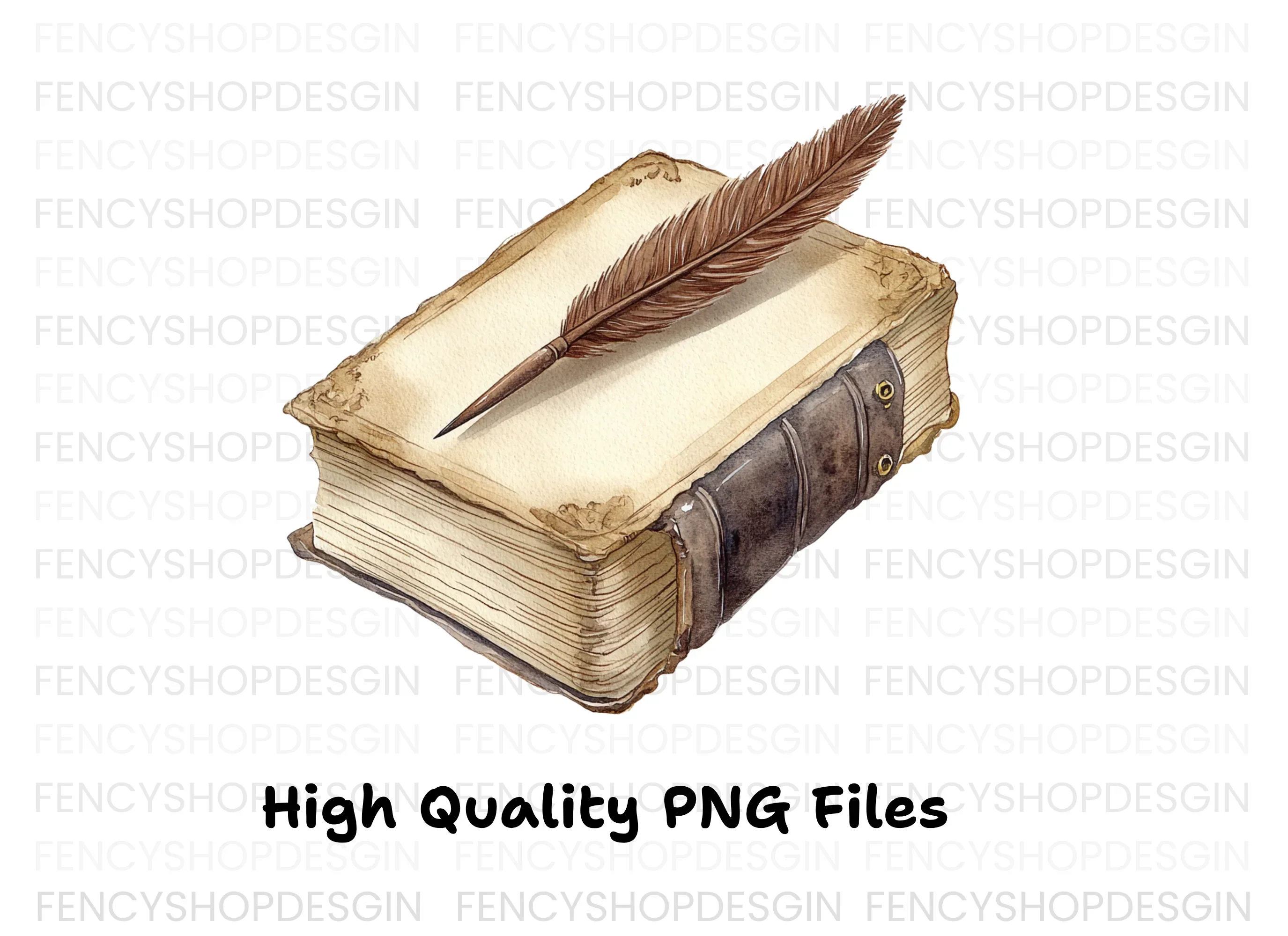 Vintage Books and Quill Pen Clipart Bundle - Image 3
