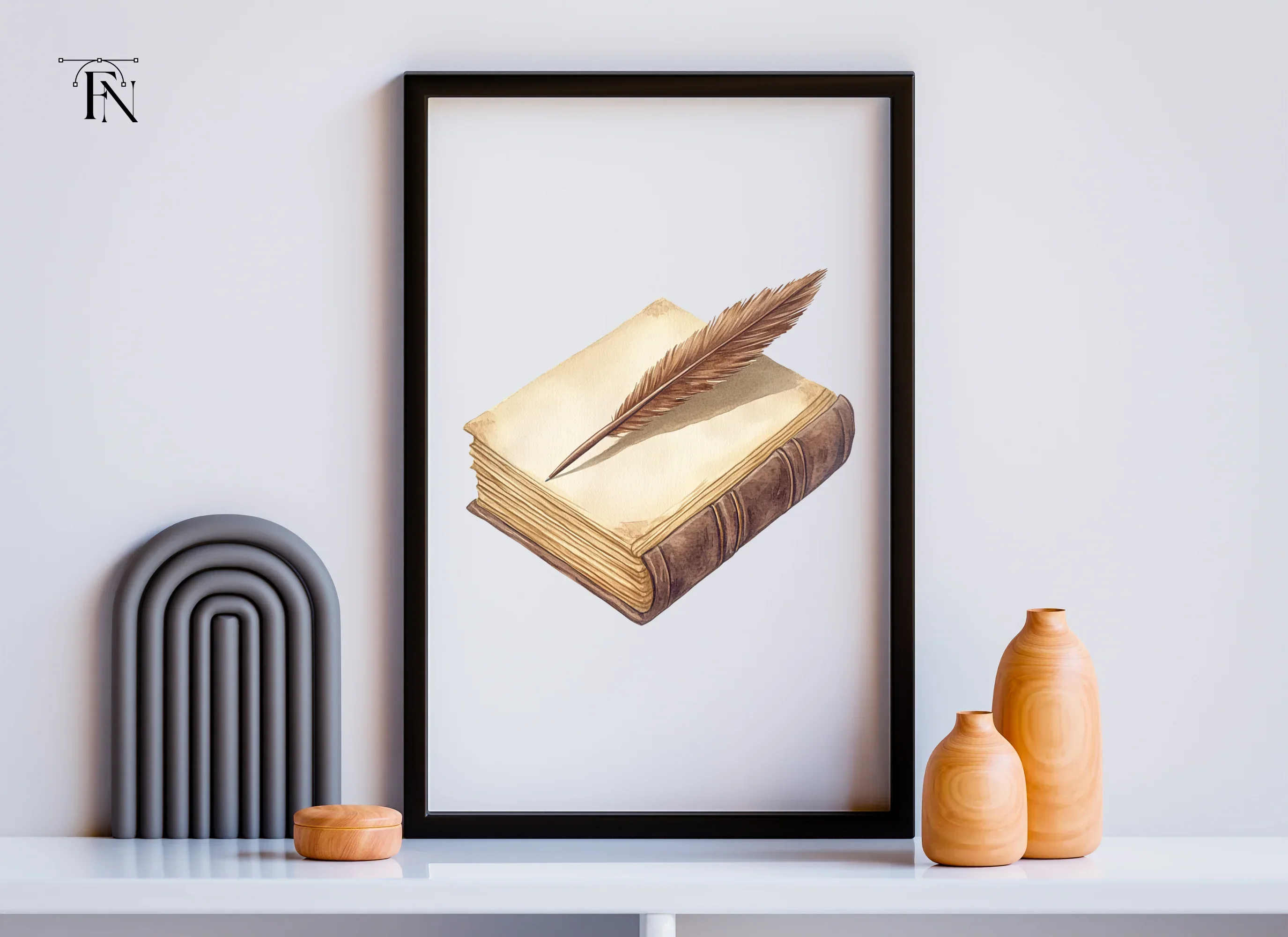 Vintage Books and Quill Pens Clipart Bundle - Image 3