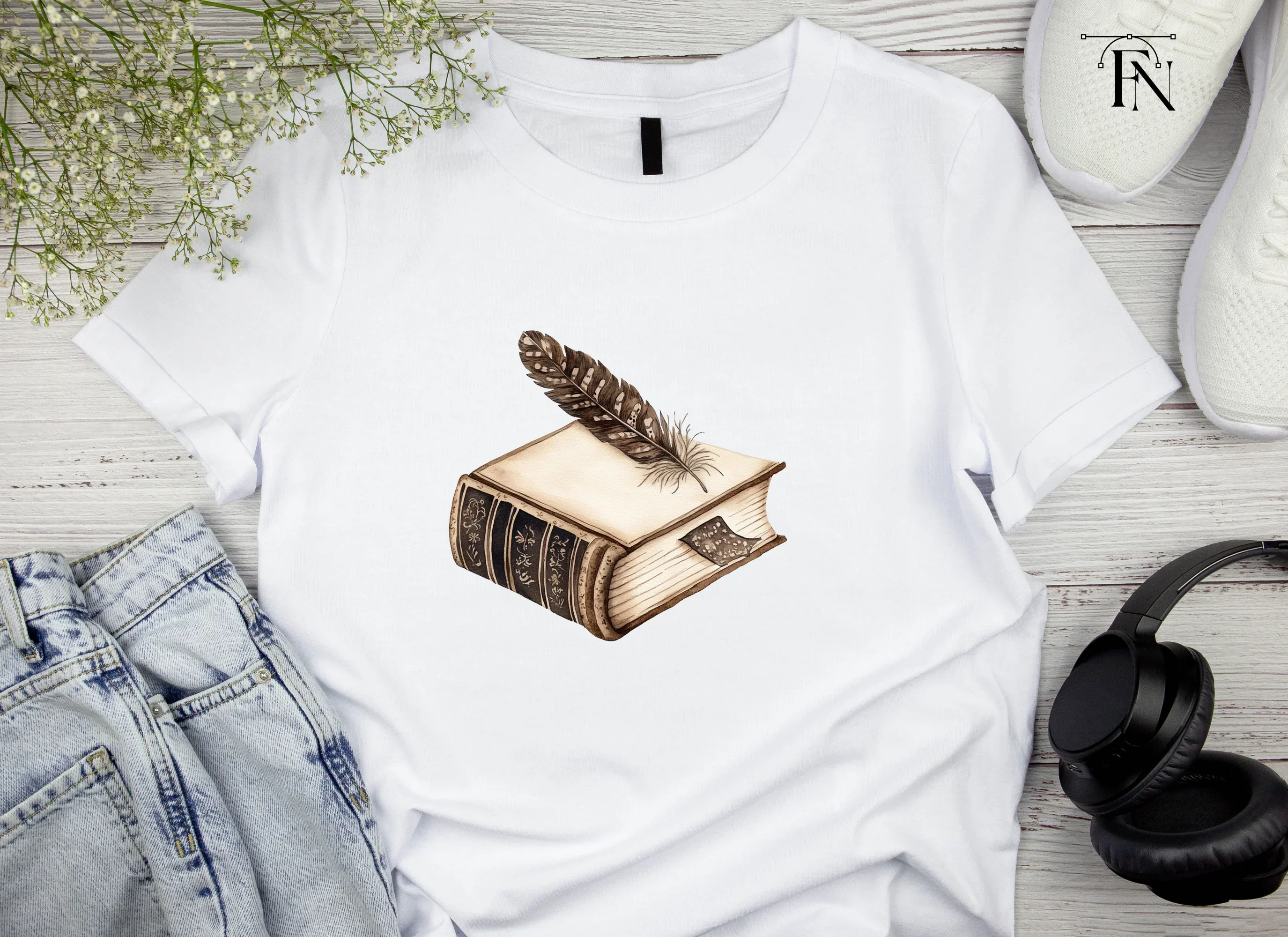 Vintage Books and Quills Clipart Bundle - Image 4
