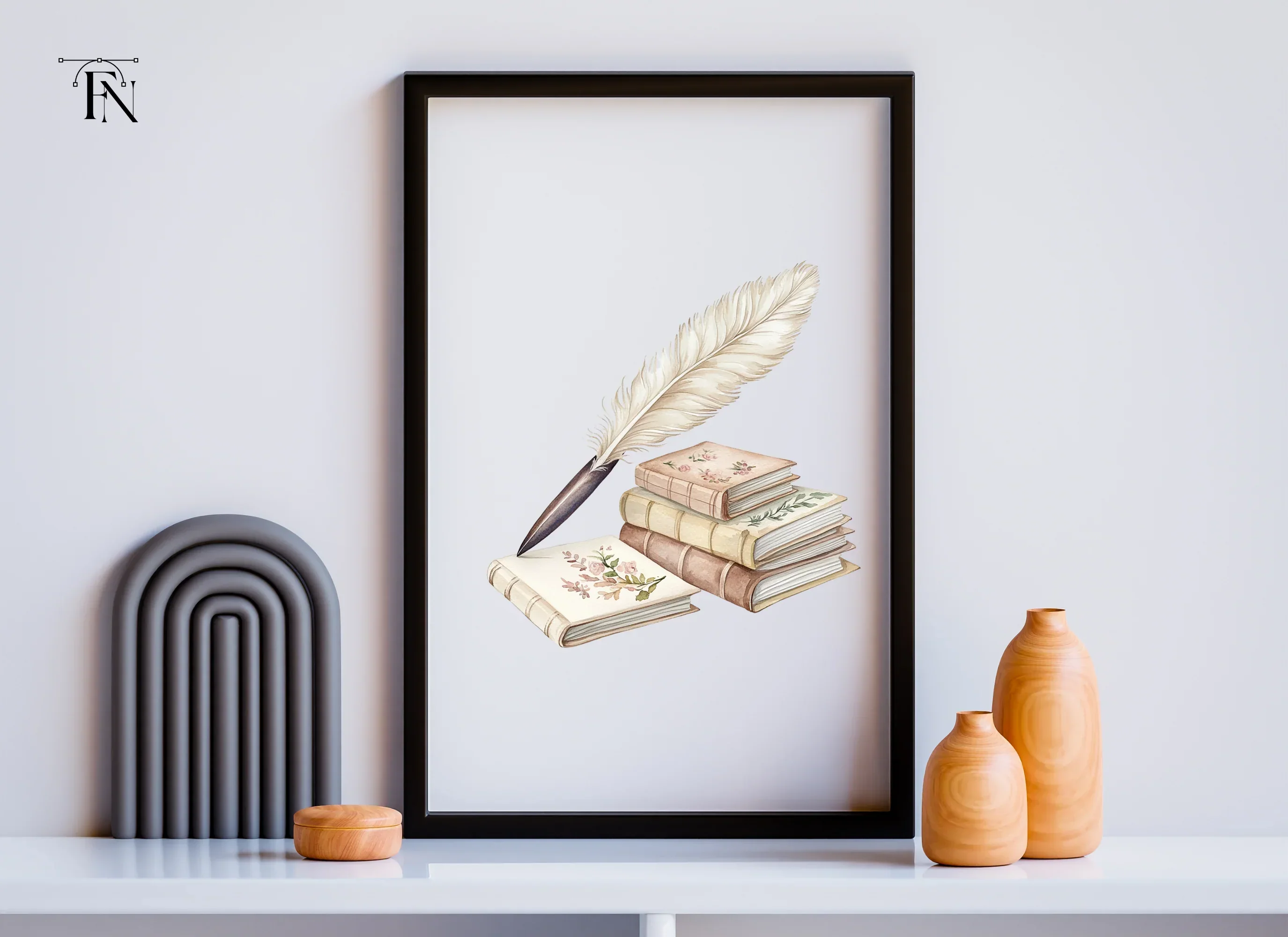 Vintage Books Quill Pen Clipart Bundle - Image 4