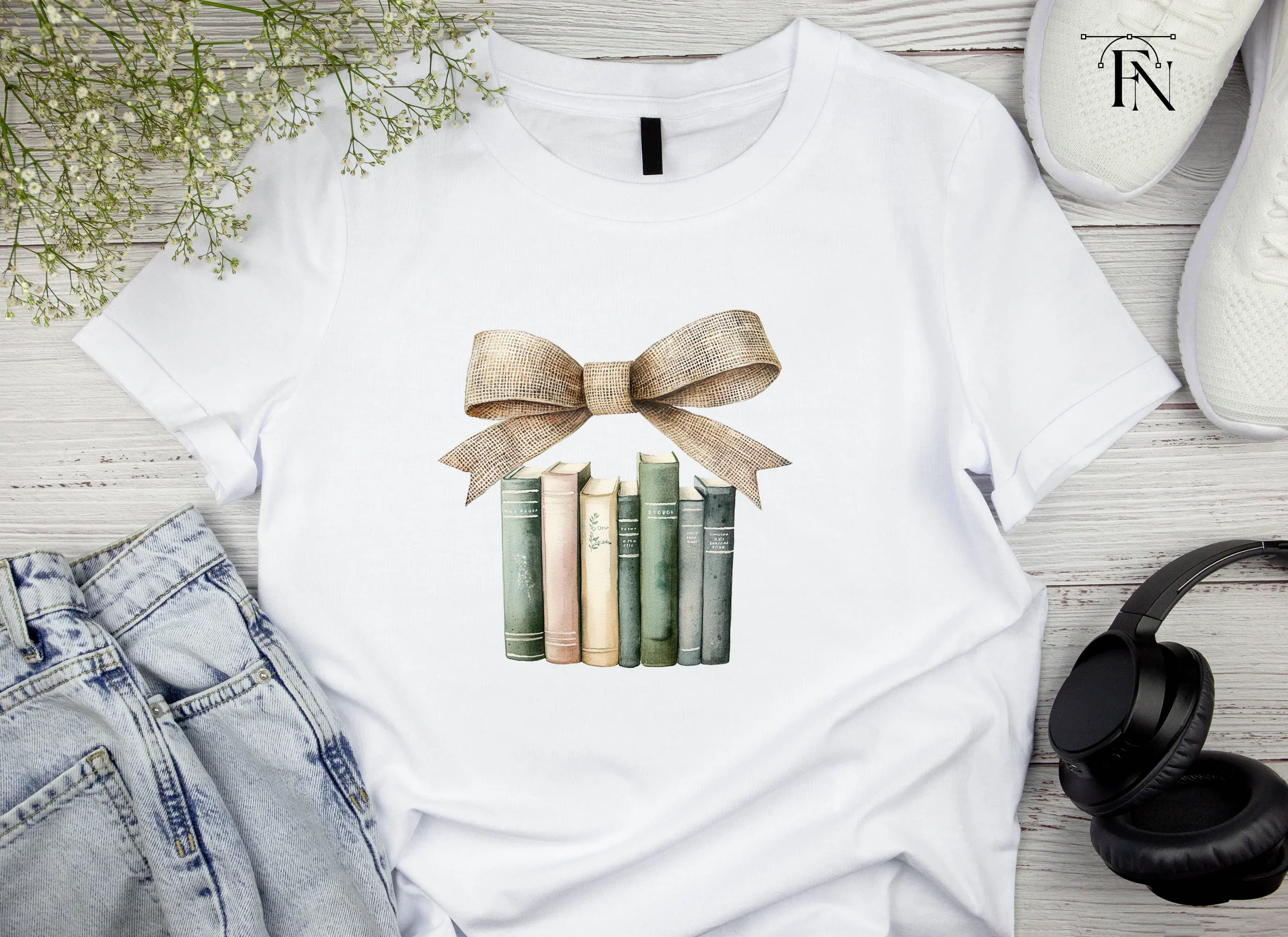 Vintage Books with Burlap Bow Clipart Bundle - Image 4