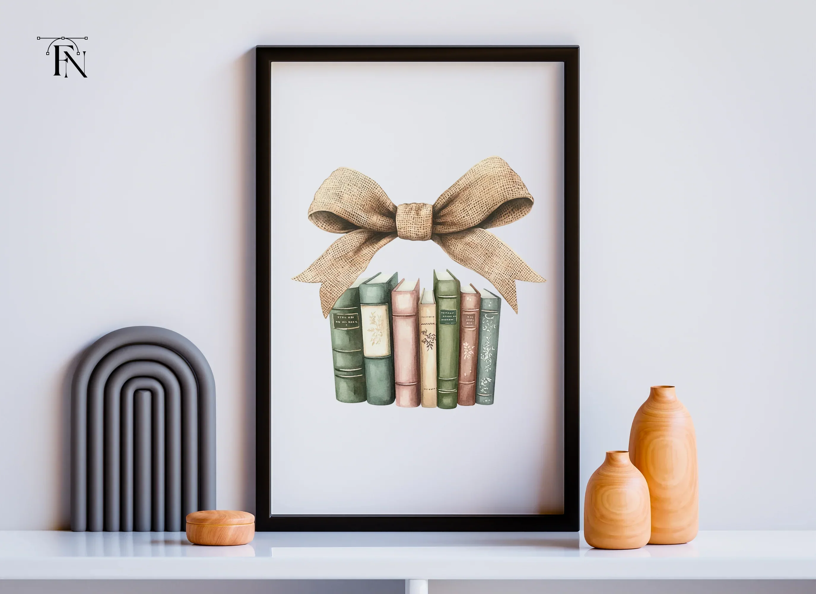 Vintage Books with Burlap Bow Clipart Bundle - Image 6