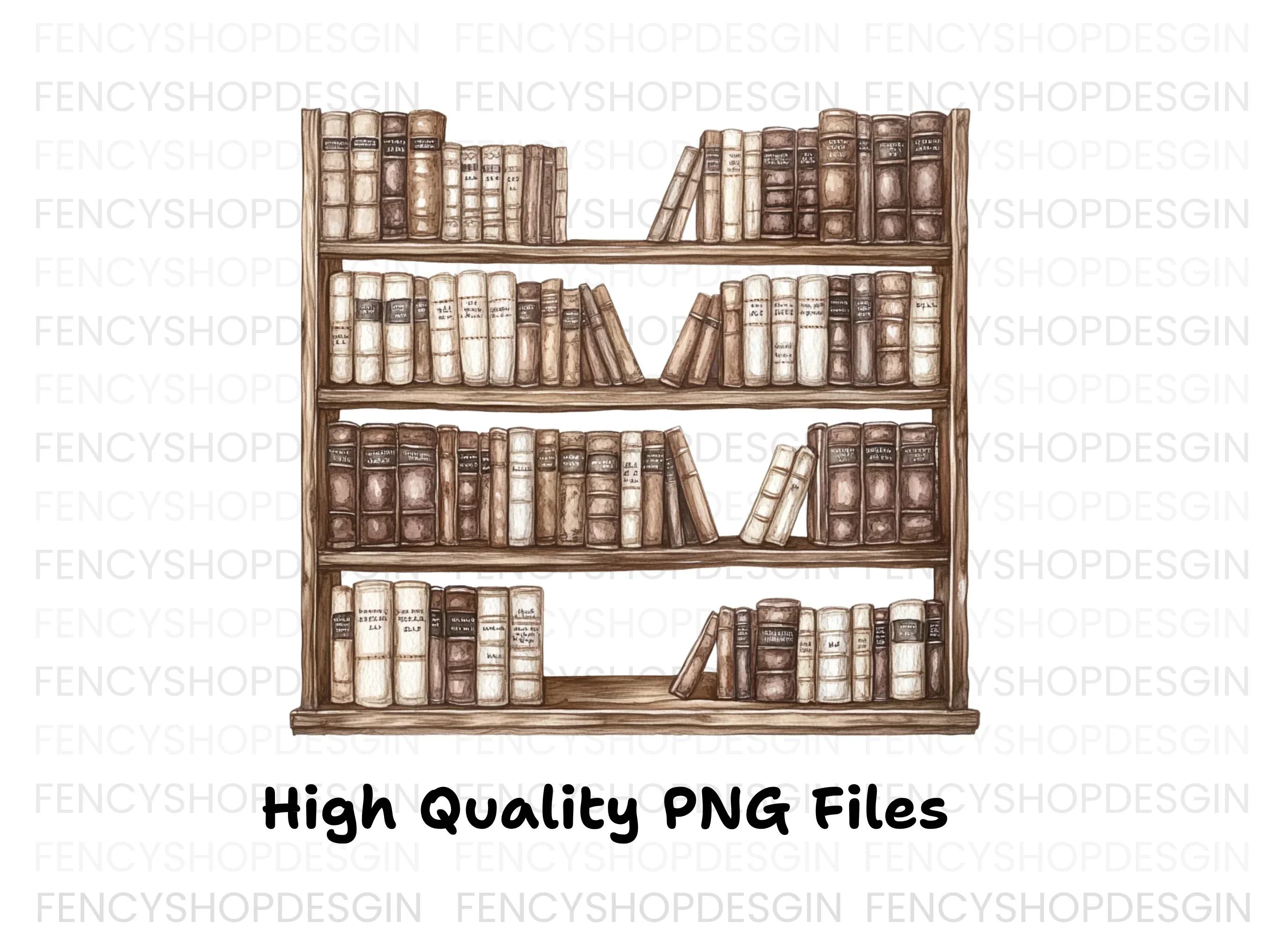 Vintage Bookshelf Clipart Bundle - Image 3