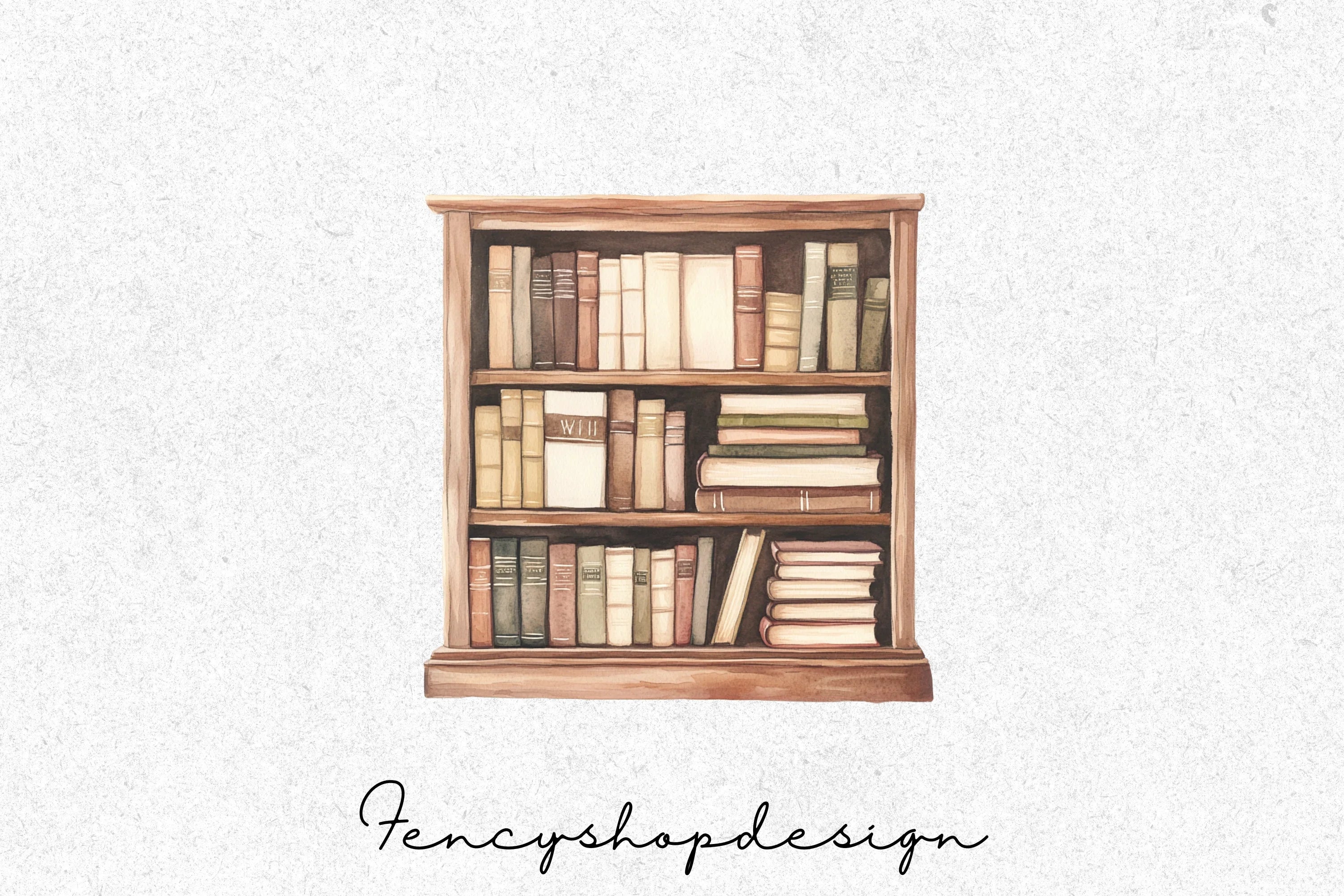 Vintage Bookshelf Clipart Bundle - Image 3