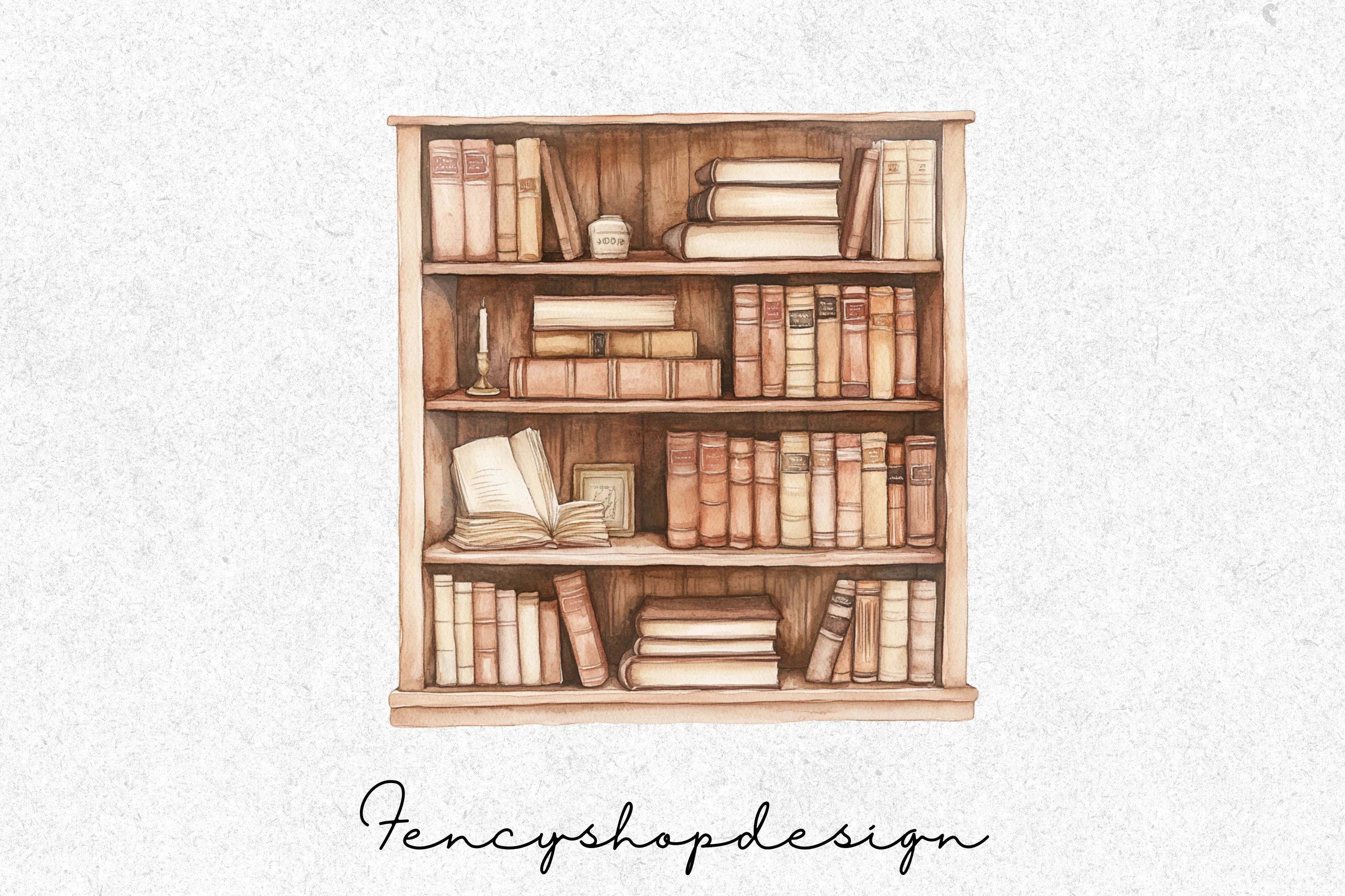 Vintage Bookshelf Clipart Bundle - Image 4