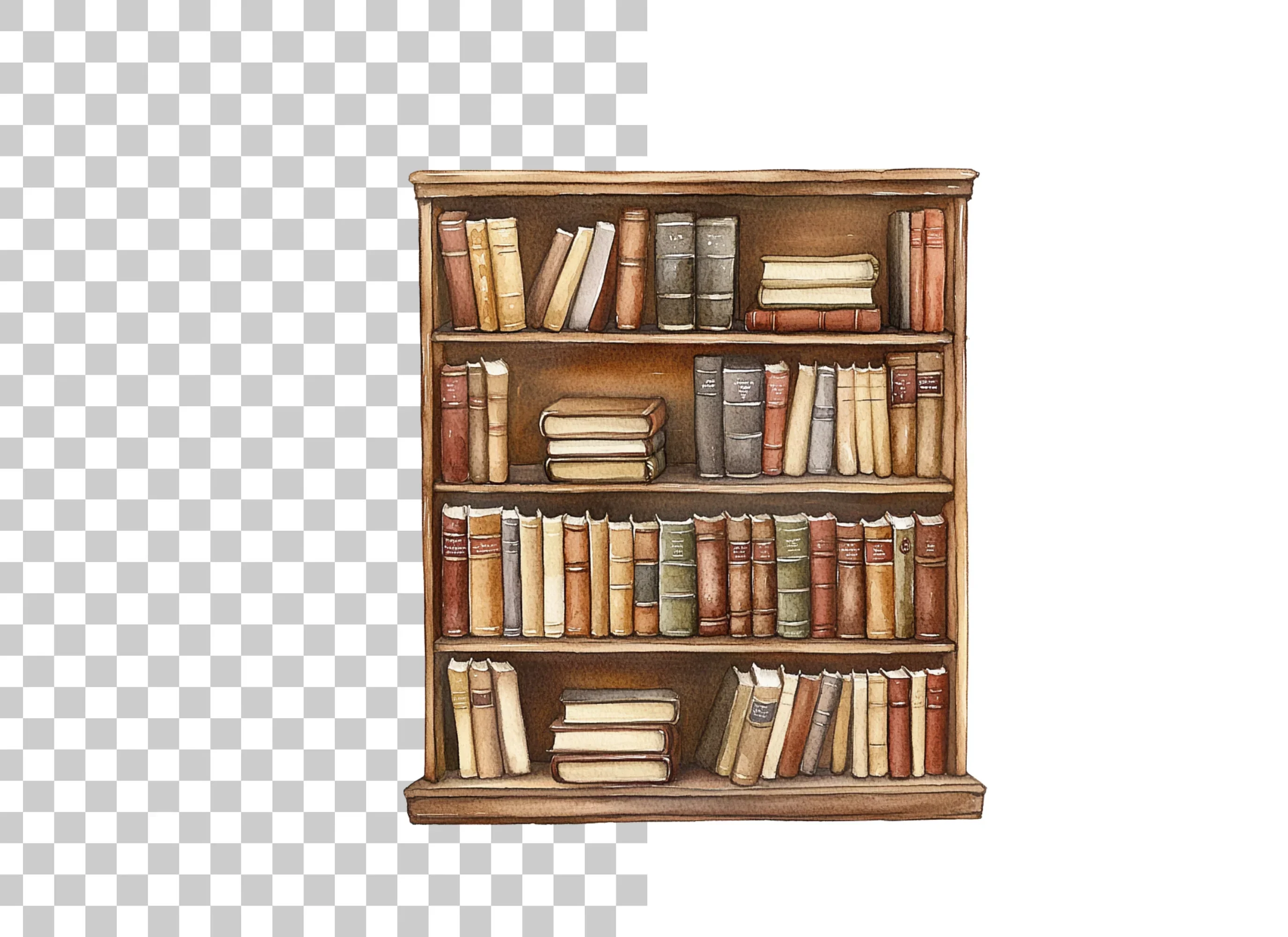Vintage Bookshelf Clipart Bundle - Image 2