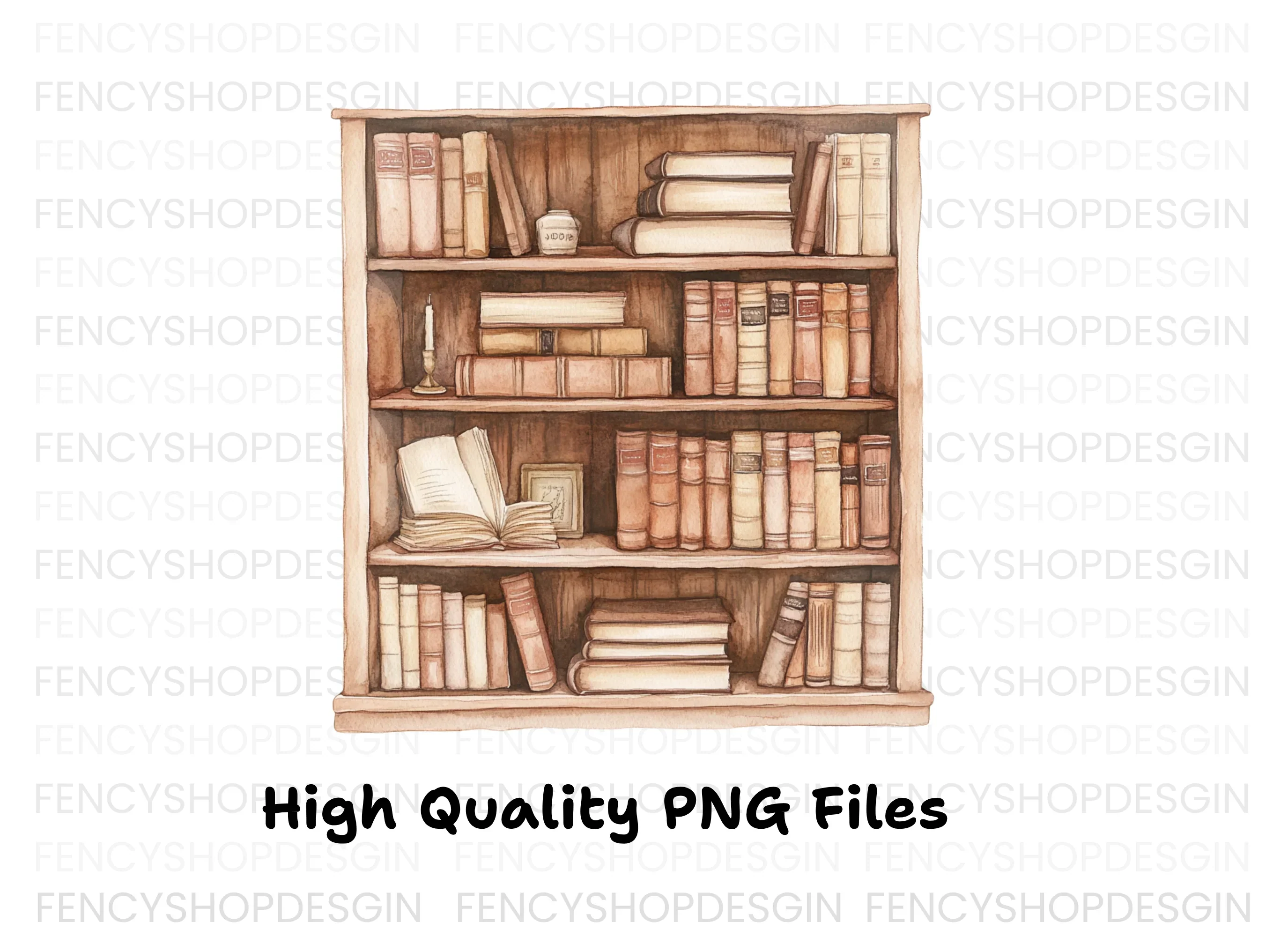 Vintage Bookshelf Clipart Bundle - Image 3