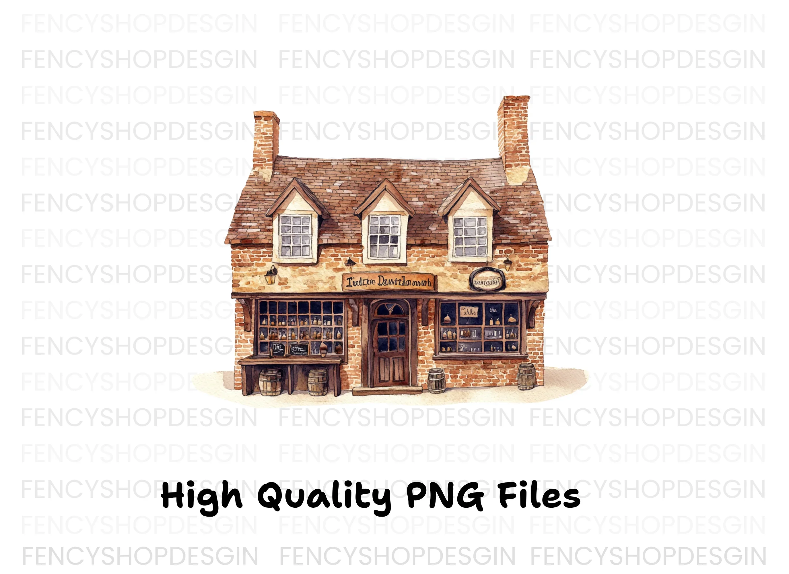 Vintage Brick Shop Illustration Clipart Bundle - Image 2