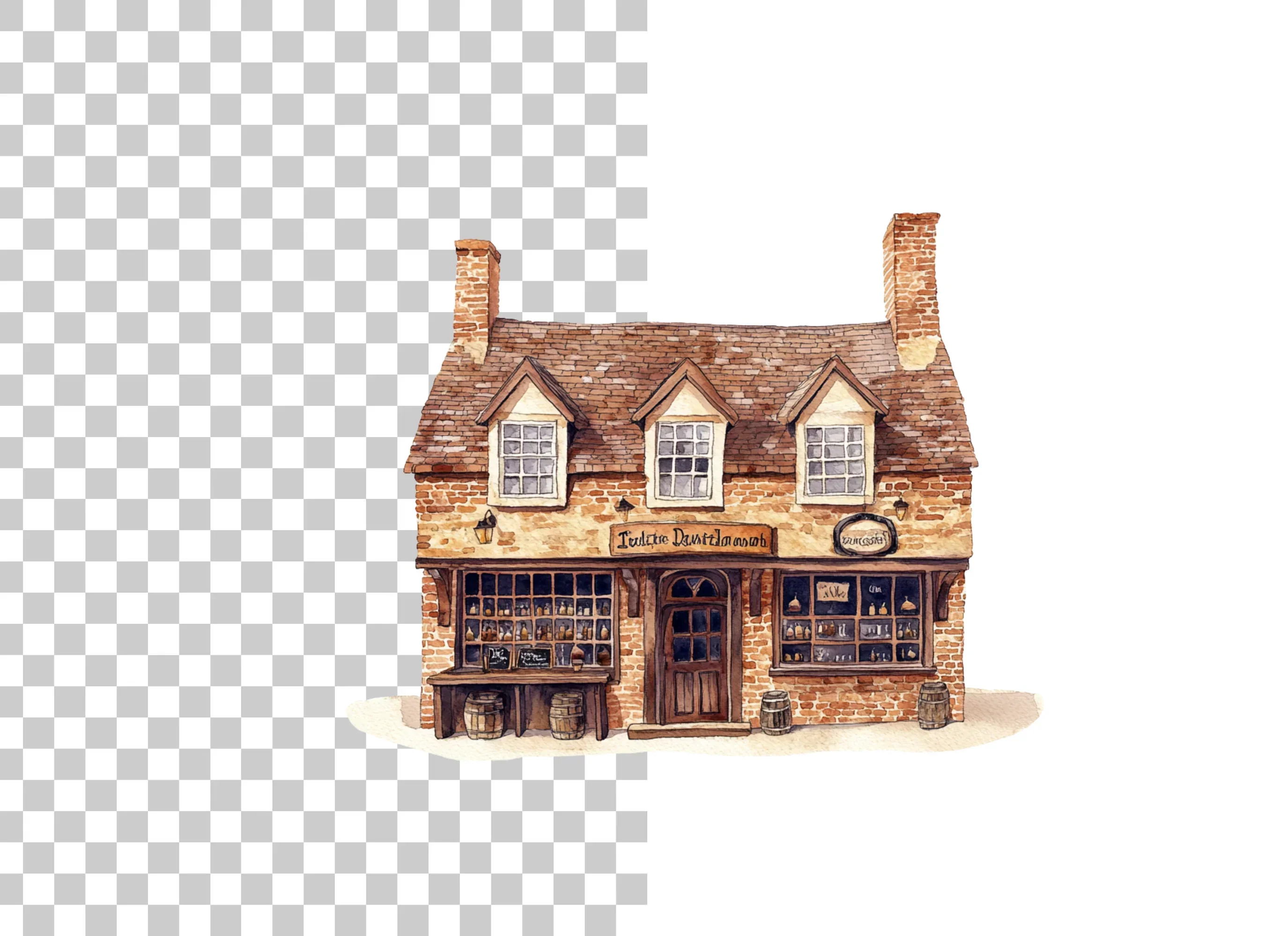 Vintage Brick Shop Illustration Clipart Bundle - Image 6