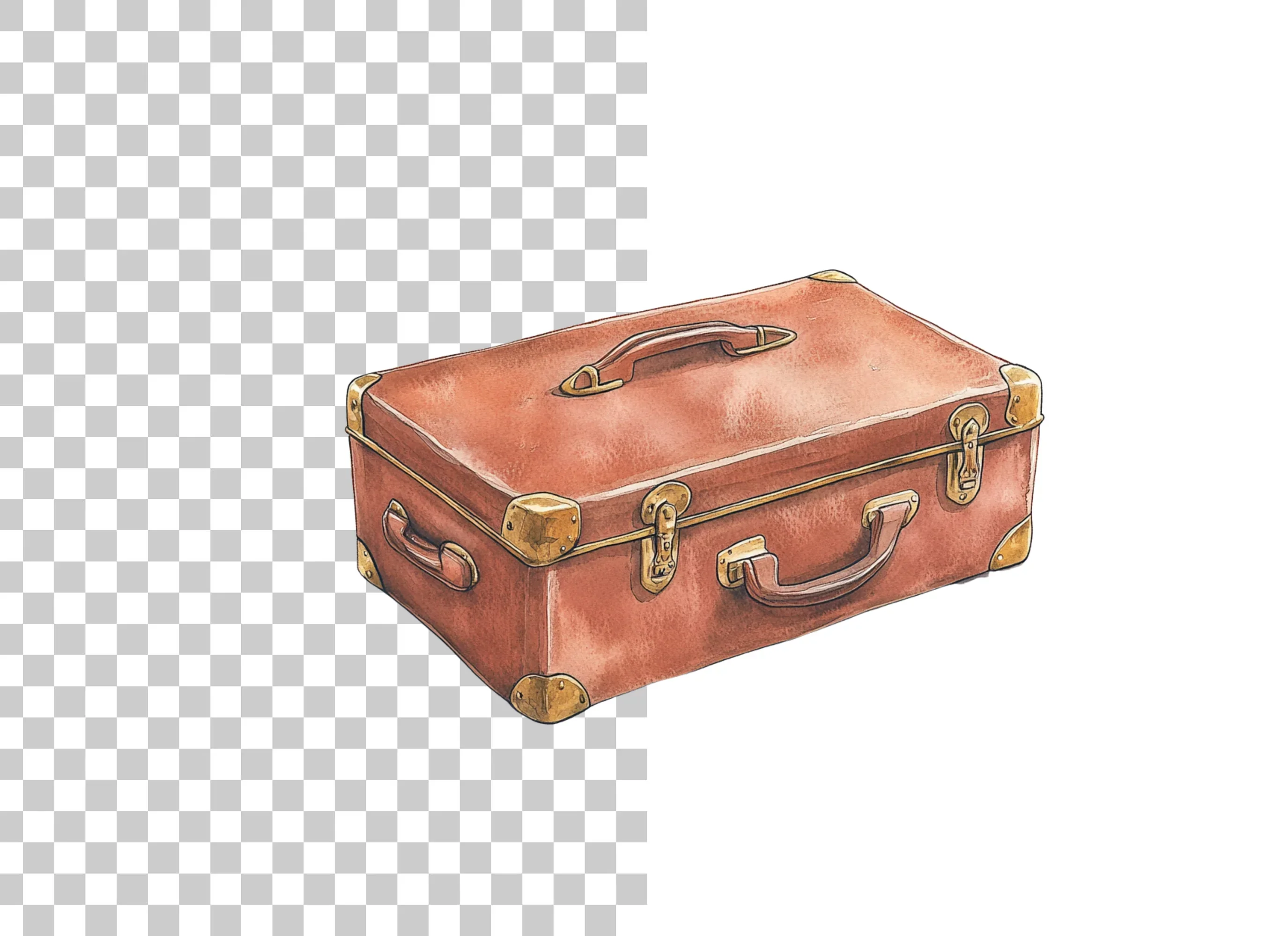 Vintage Brown Suitcase Travel Clipart Bundle - Image 6