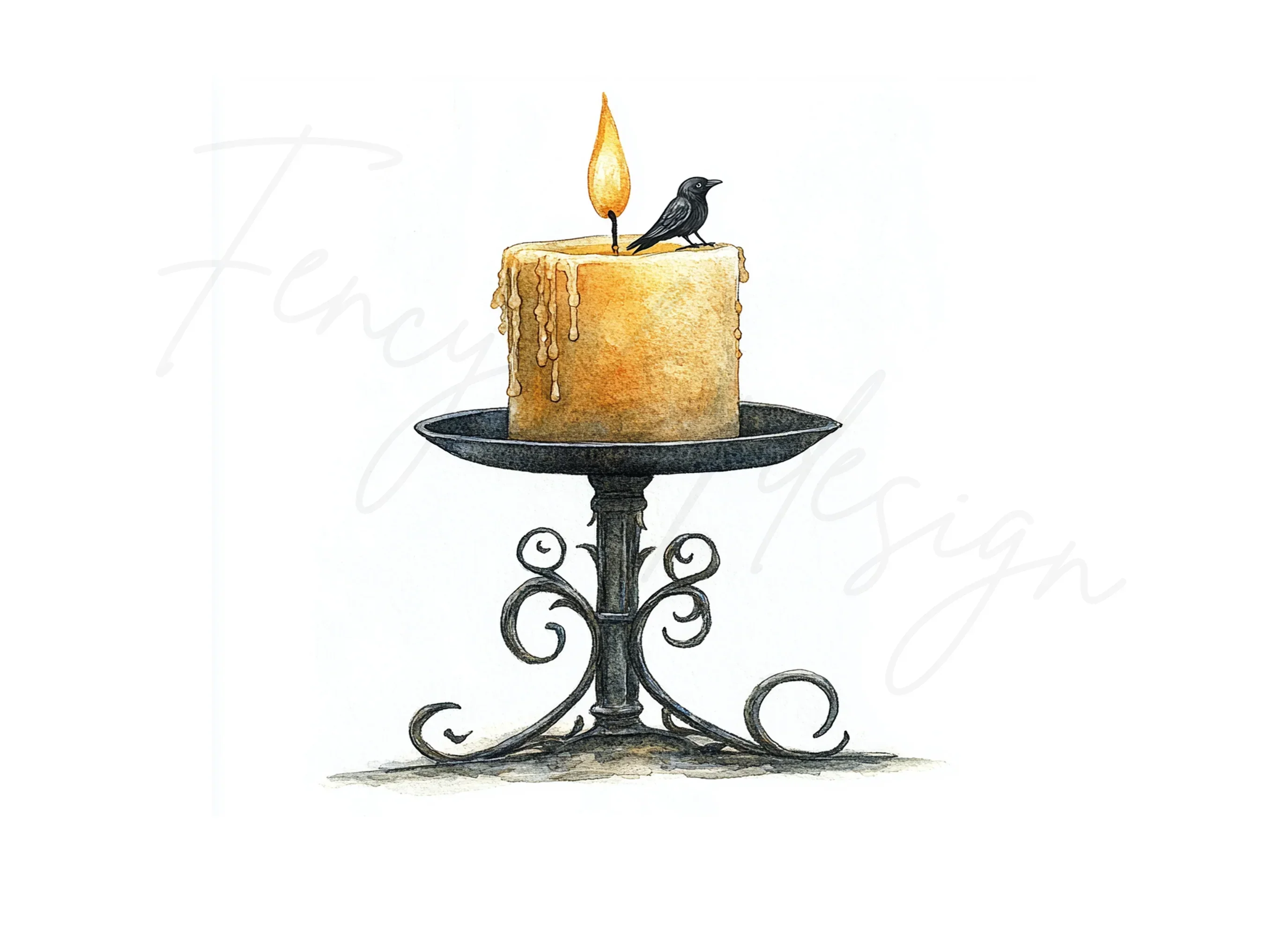 Vintage Candle Holders with Crows Clipart Bundle - Image 2