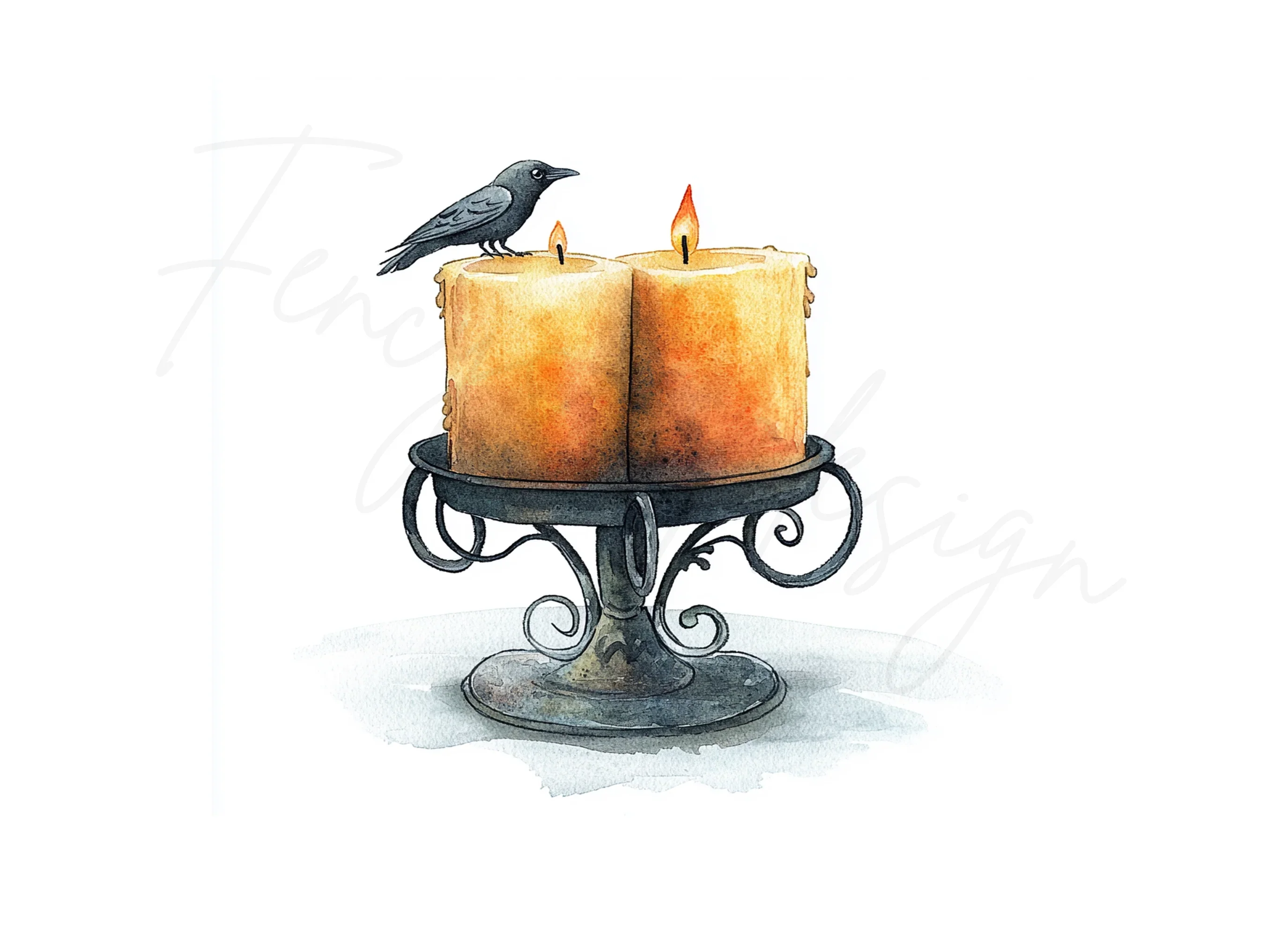 Vintage Candle Holders with Crows Clipart Bundle - Image 3