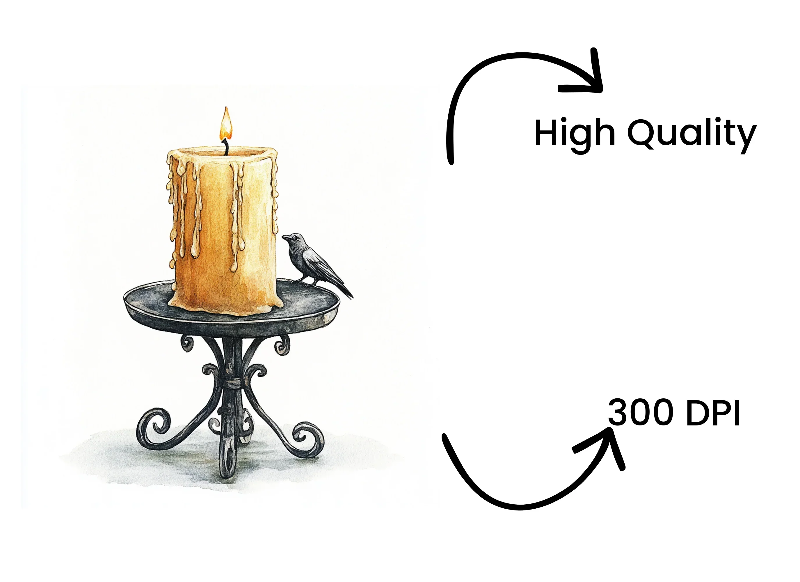 Vintage Candle Holders with Crows Clipart Bundle - Image 4
