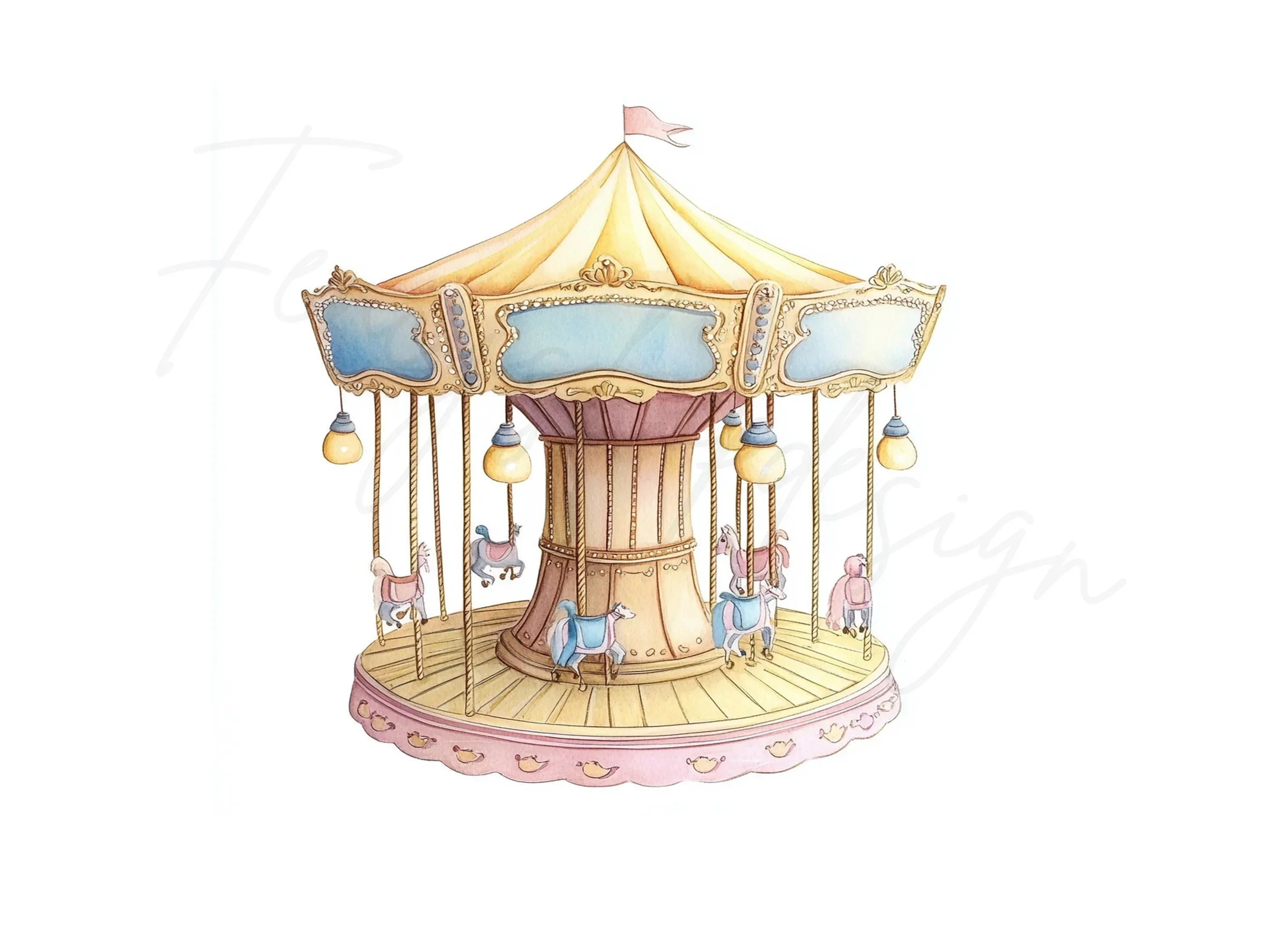Vintage Carousel Clipart Bundle - Image 2