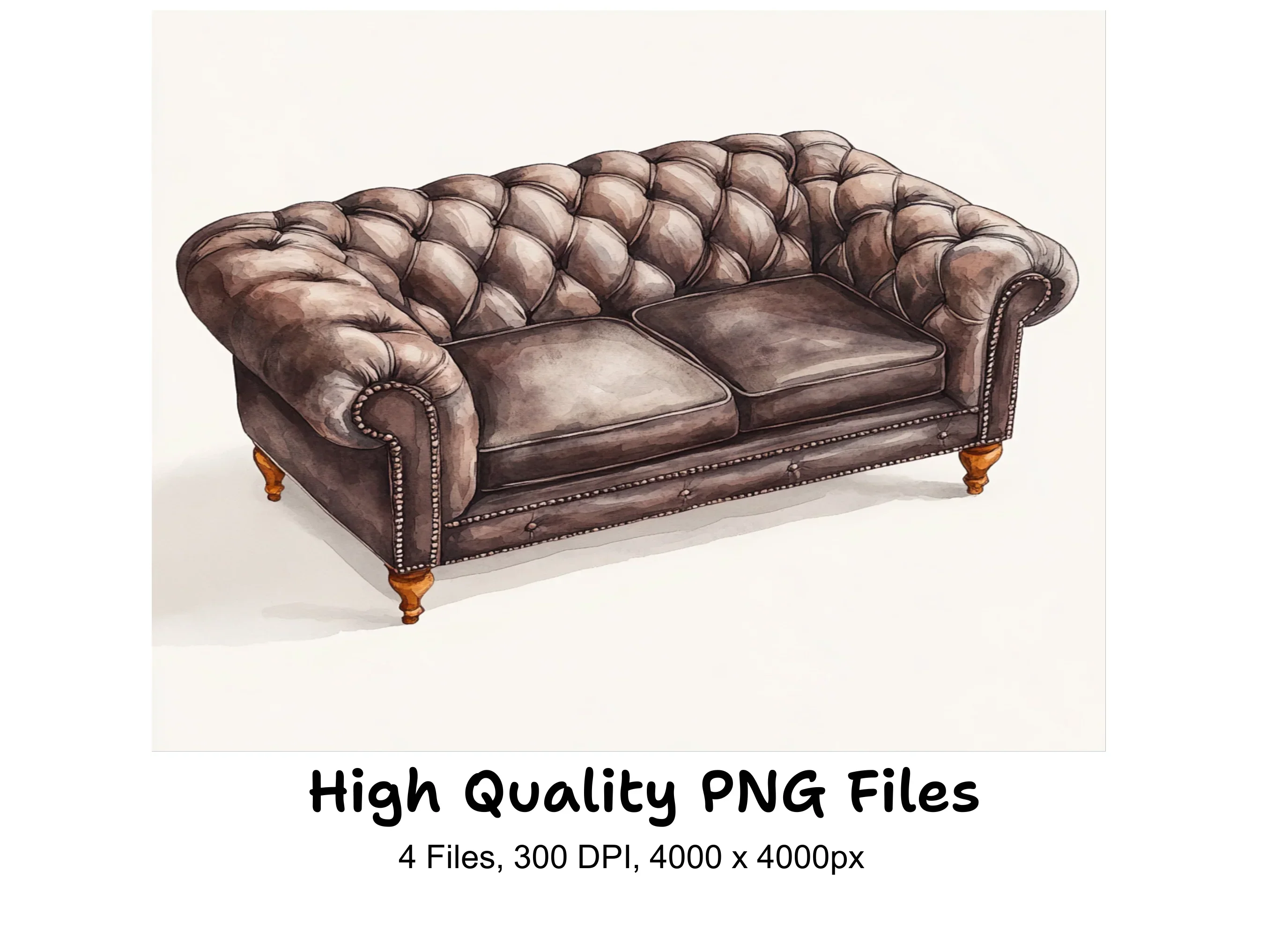 Vintage Chesterfield Sofa Clipart Bundle