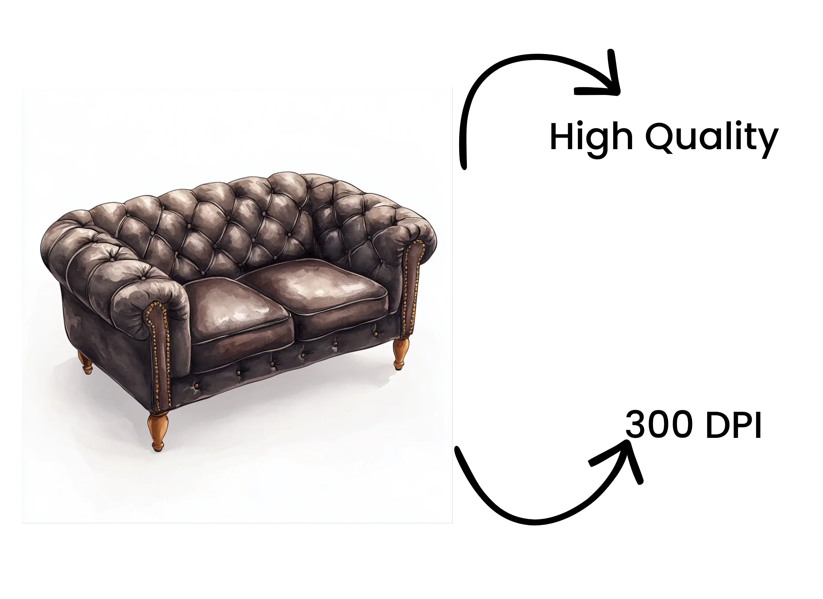 Vintage Chesterfield Sofa Clipart Bundle - Image 4