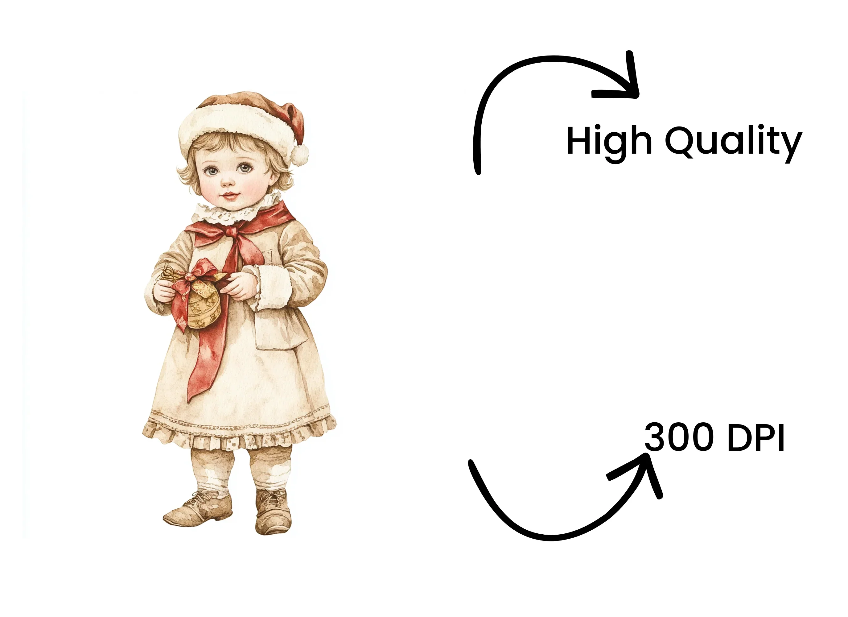 Vintage Christmas Girls Clipart Bundle - Image 4