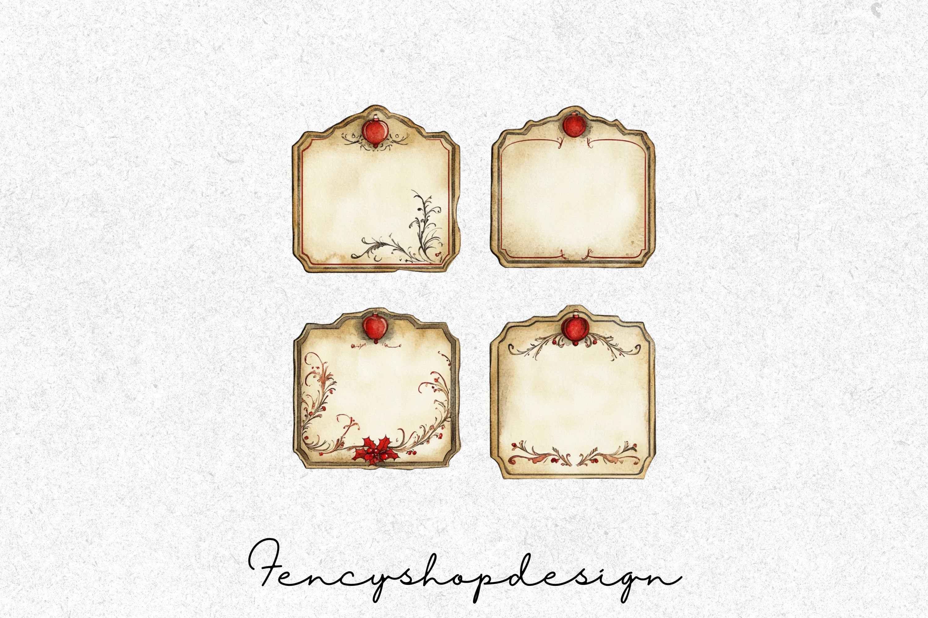 Vintage Christmas Labels Tags Clipart Bundle - Image 7