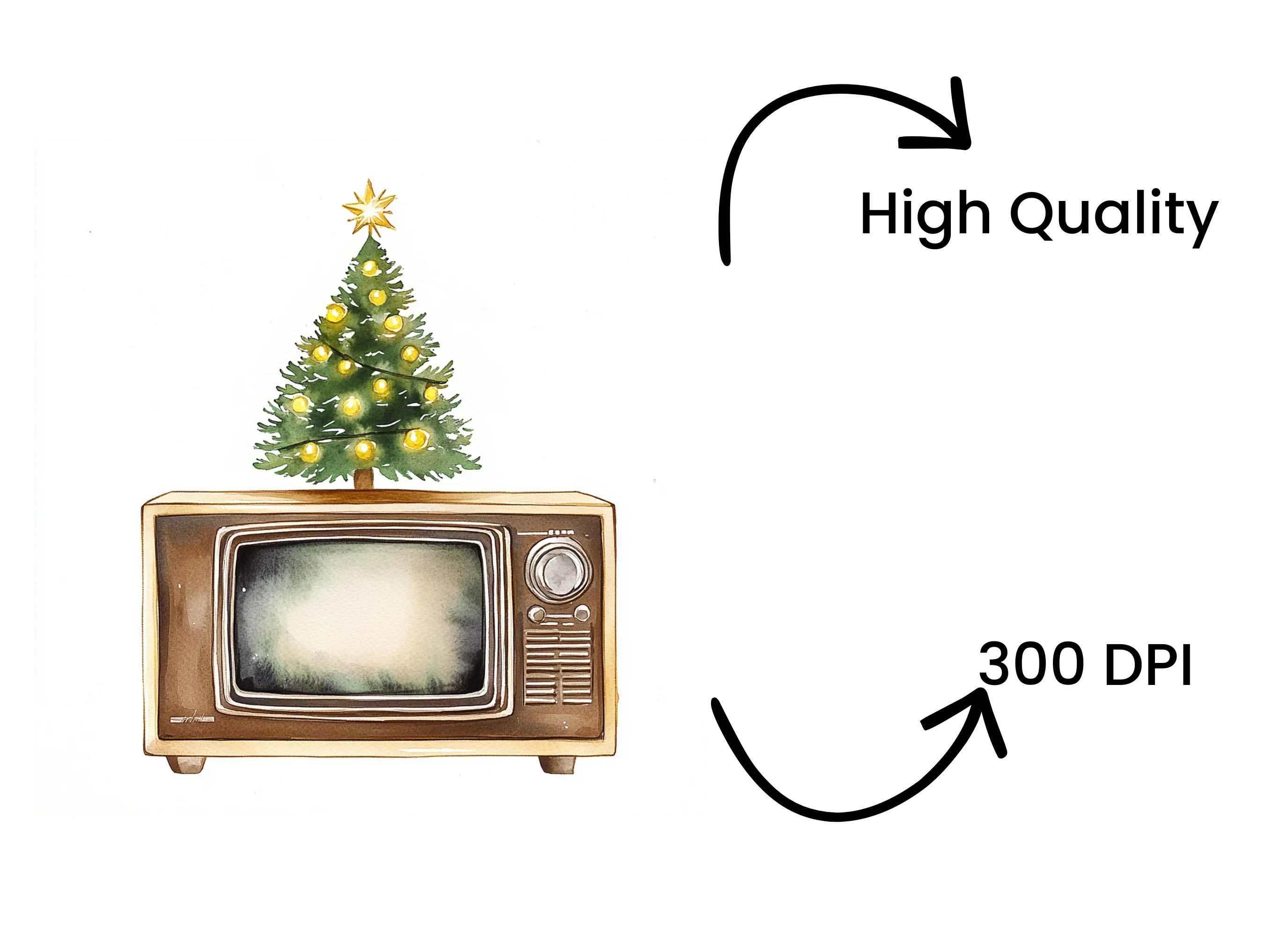 Vintage Christmas Tree TV Clipart Bundle - Image 4