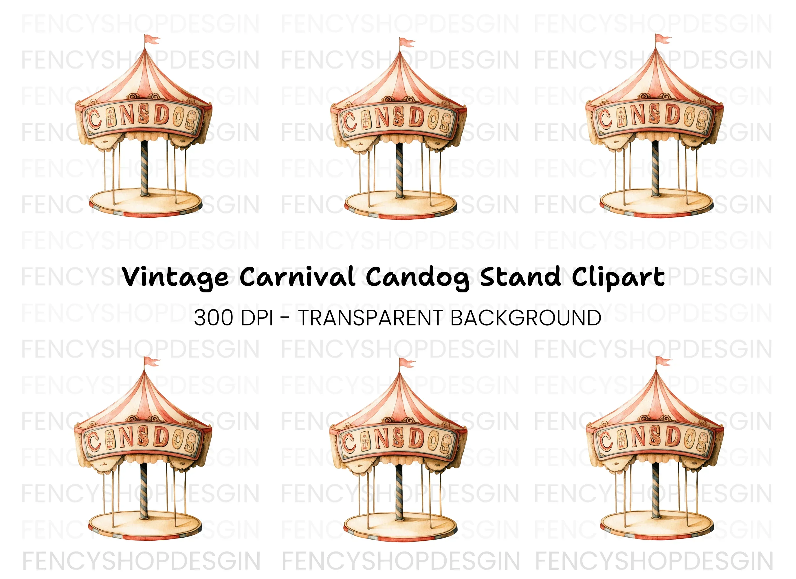Vintage Circus Carousel Clipart Bundle