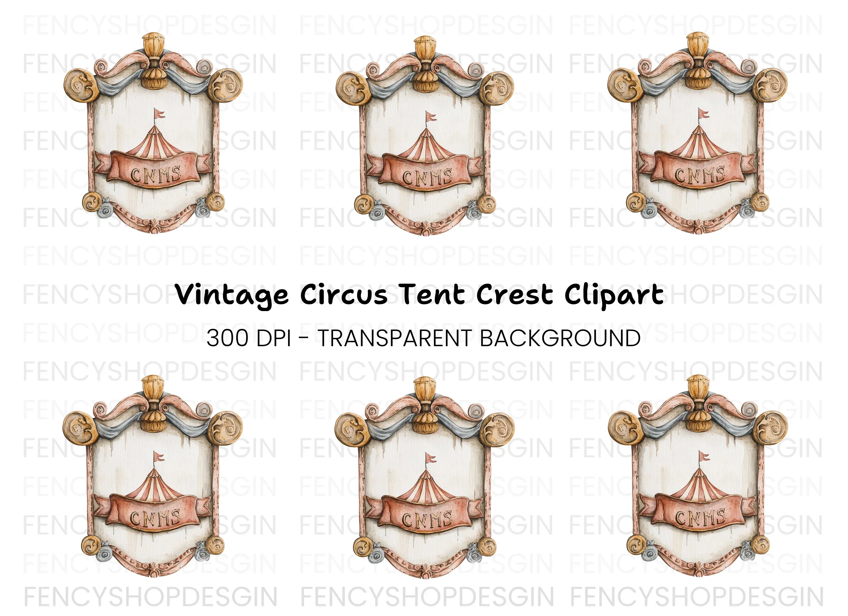 Vintage Circus Tent Frame Clipart Bundle