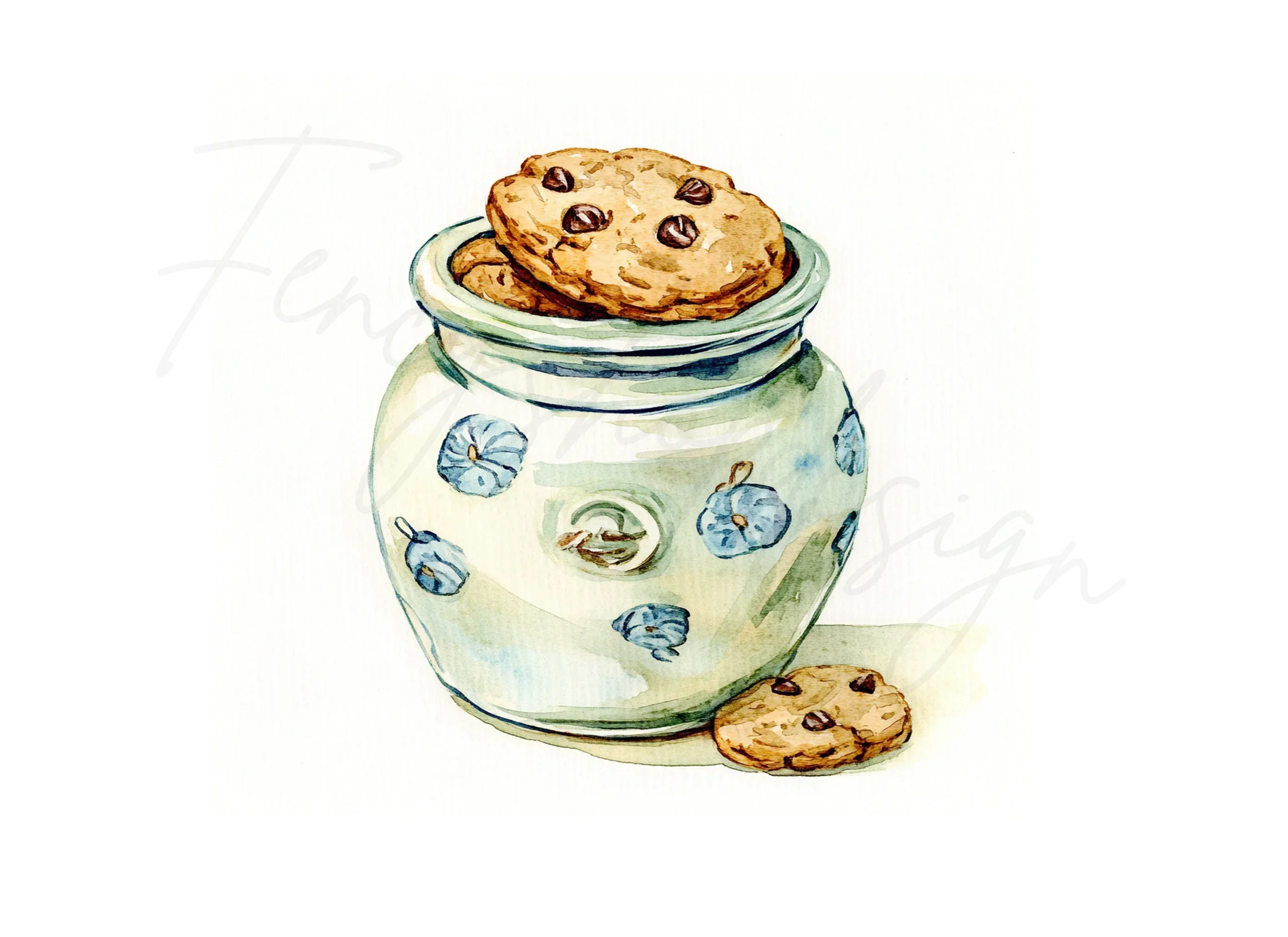 Vintage Cookie Jar with Chocolate Cookies Clipart Bundle - Image 2