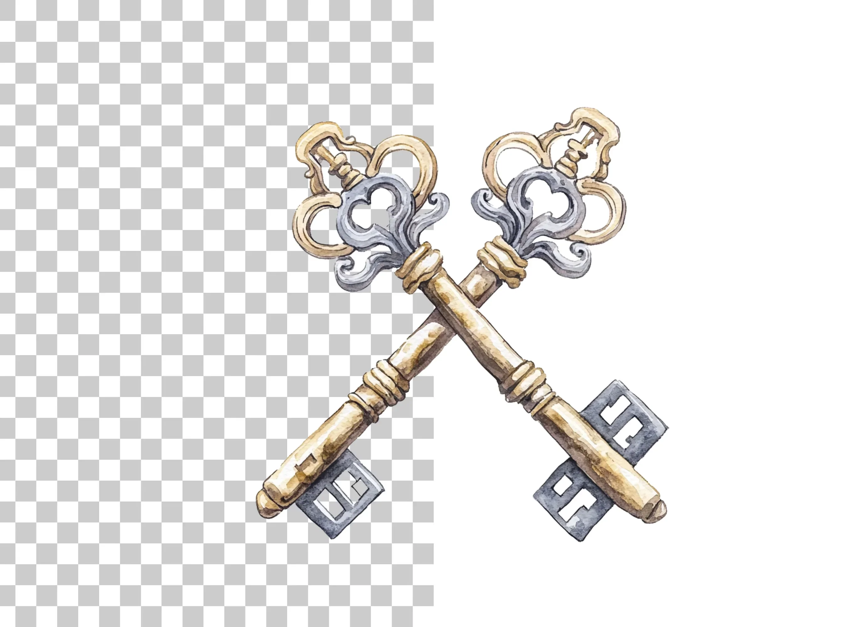 Vintage Crossed Skeleton Keys Clipart Bundle - Image 2