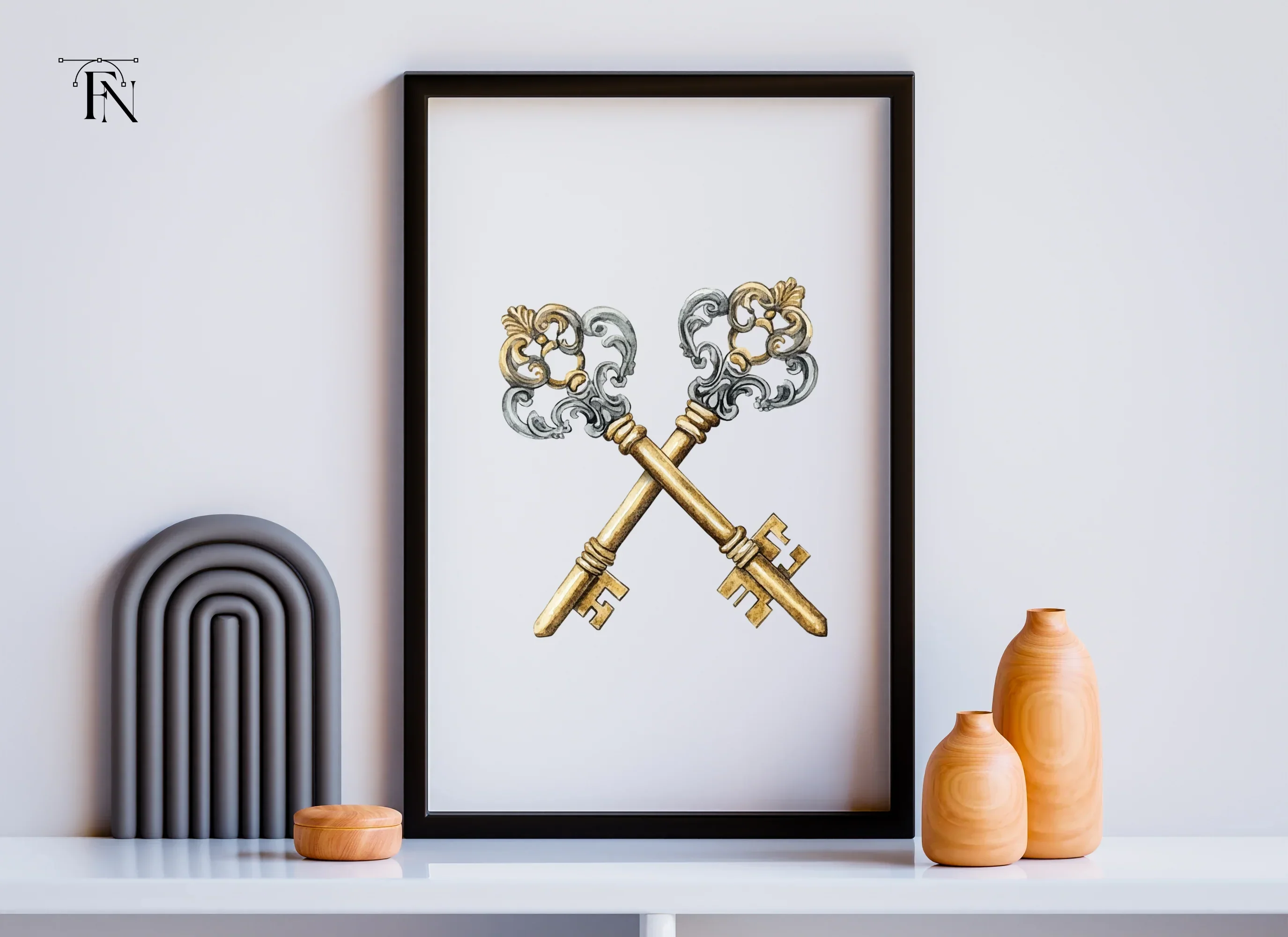 Vintage Crossed Skeleton Keys Clipart Bundle - Image 6