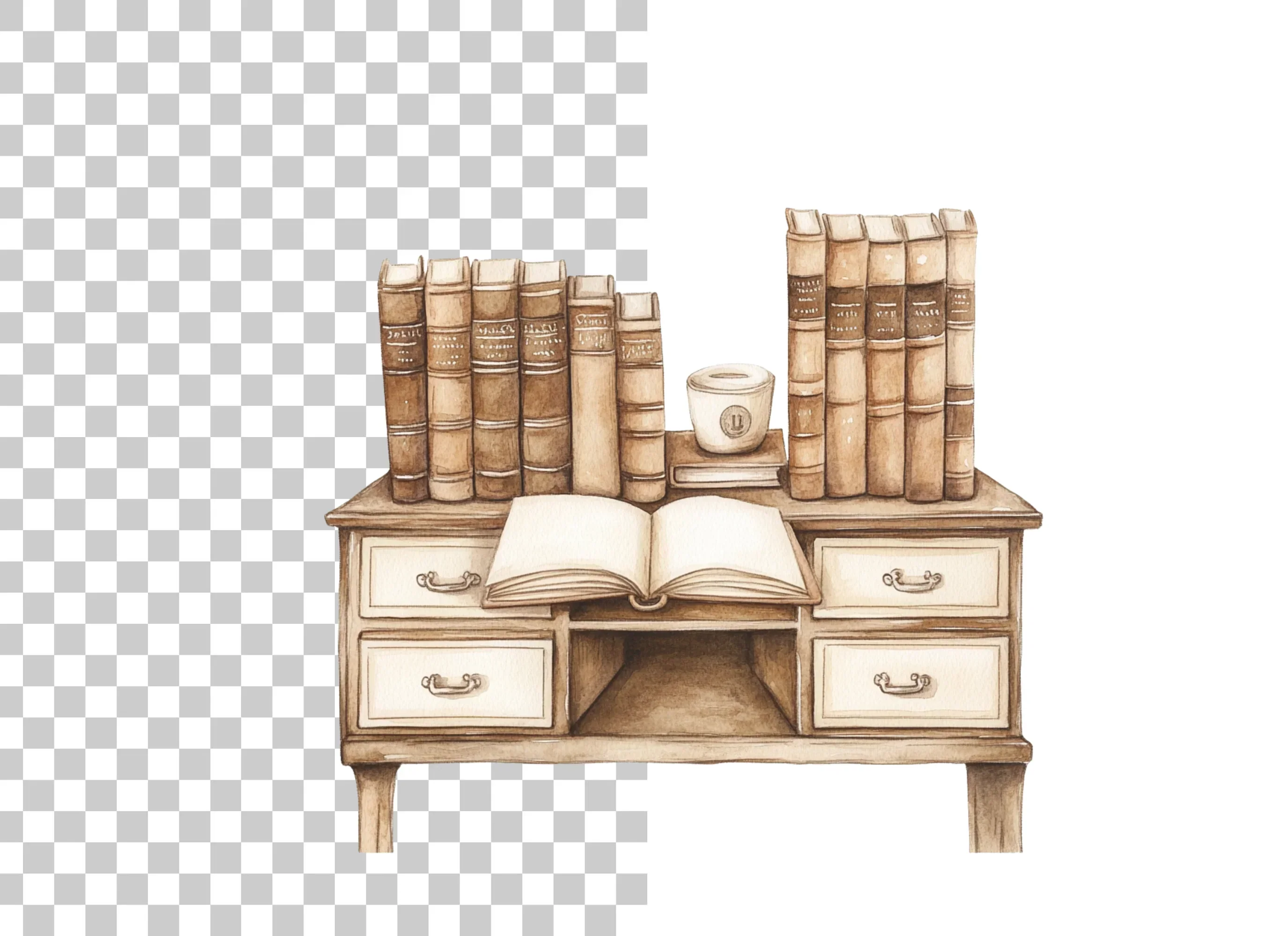 Vintage Desk and Book Clipart Bundle - Image 2